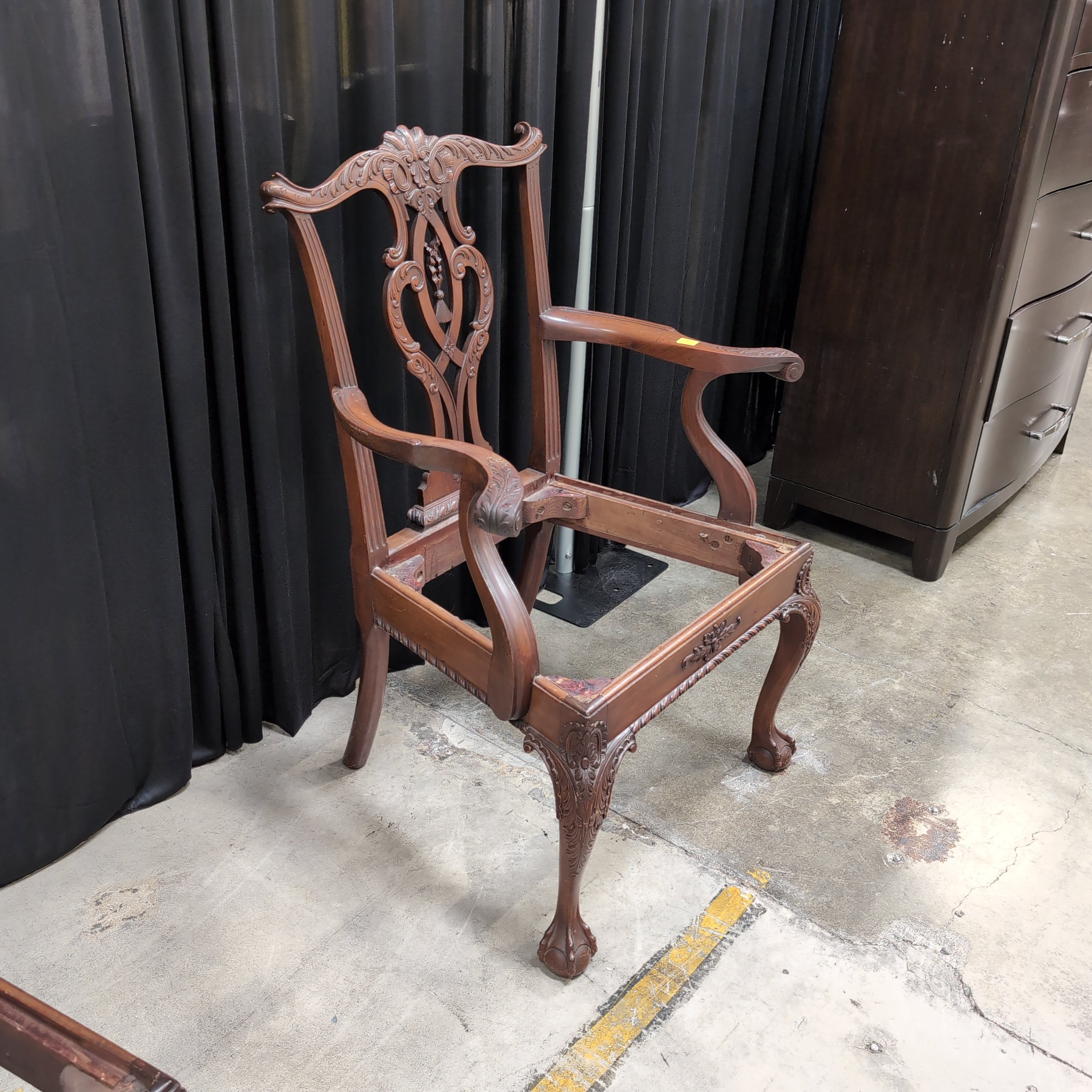 Traditional Carved Hardwood Arm Chair Frame