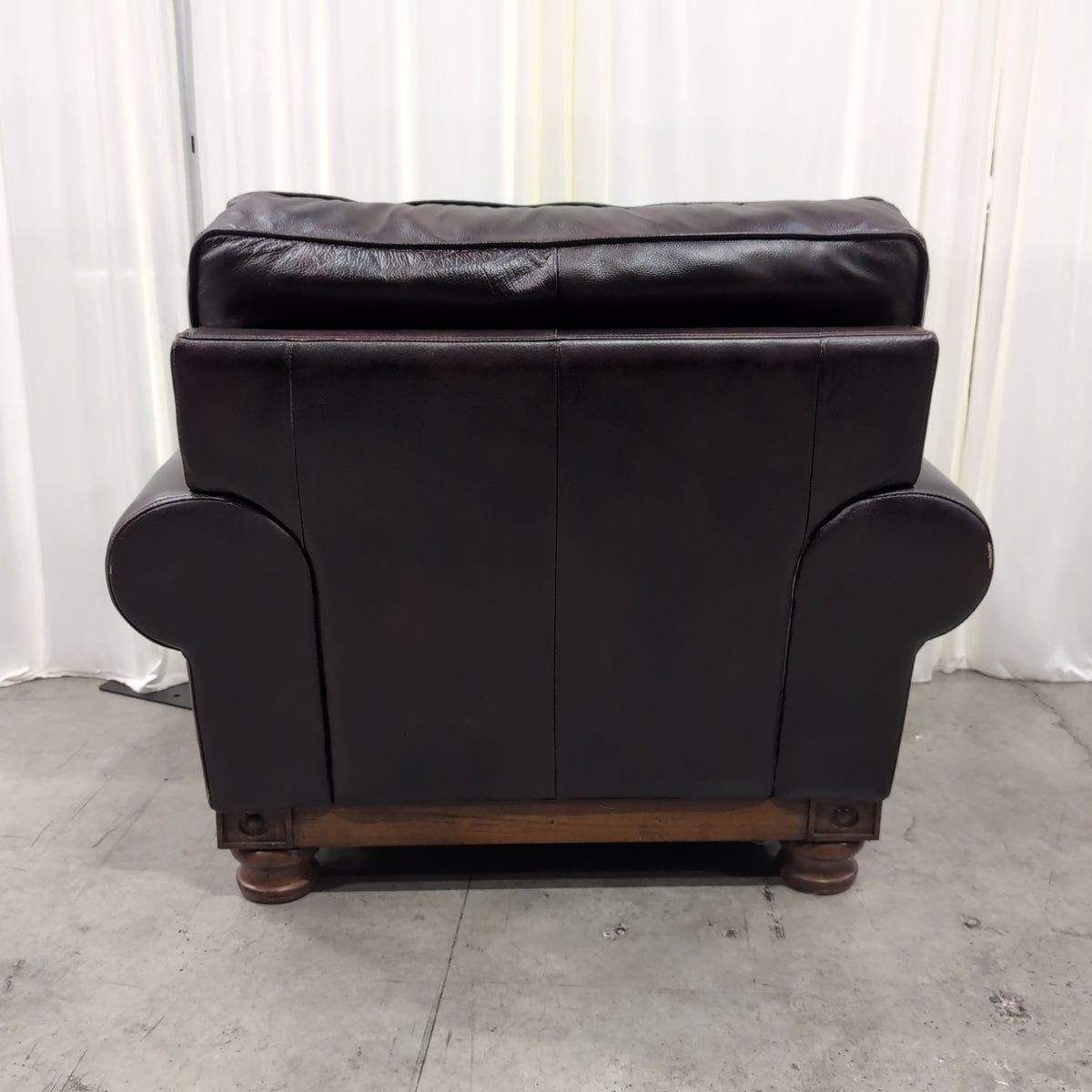 IP Dark Brown Leather Armchair with Rolled Arms