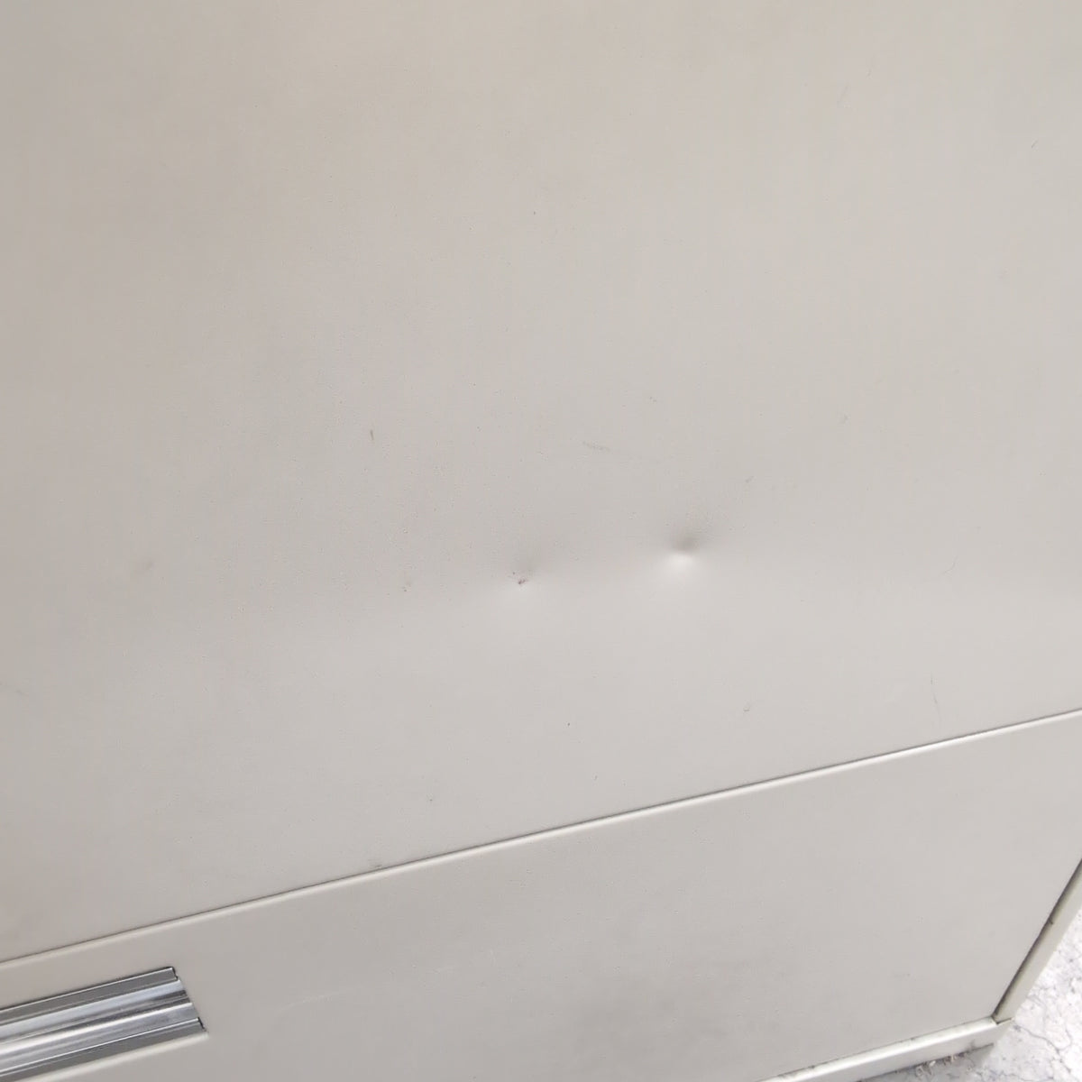 Grey Metal Four-Drawer Filing Cabinet with Lock