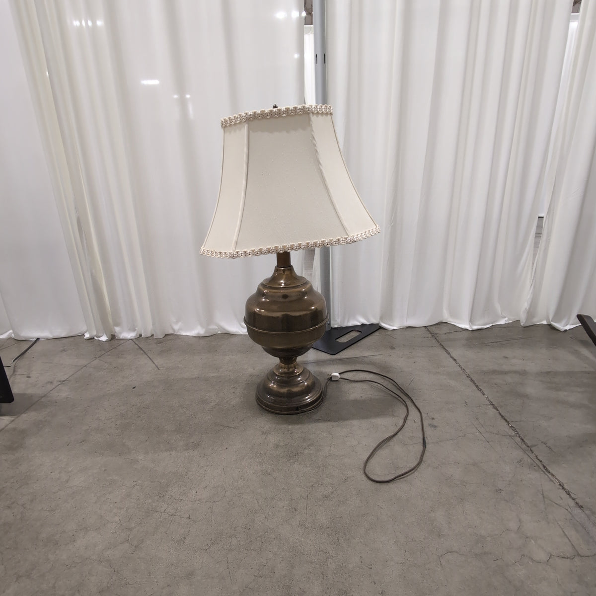 Traditional Bronze Tone Table Lamp with Cream Shade