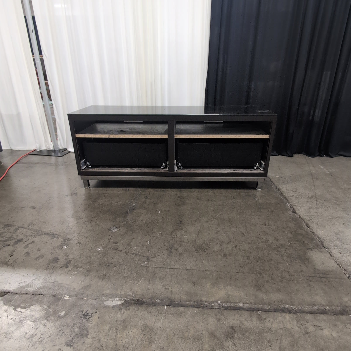 Dark Wood Low Profile TV Stand with Drawer