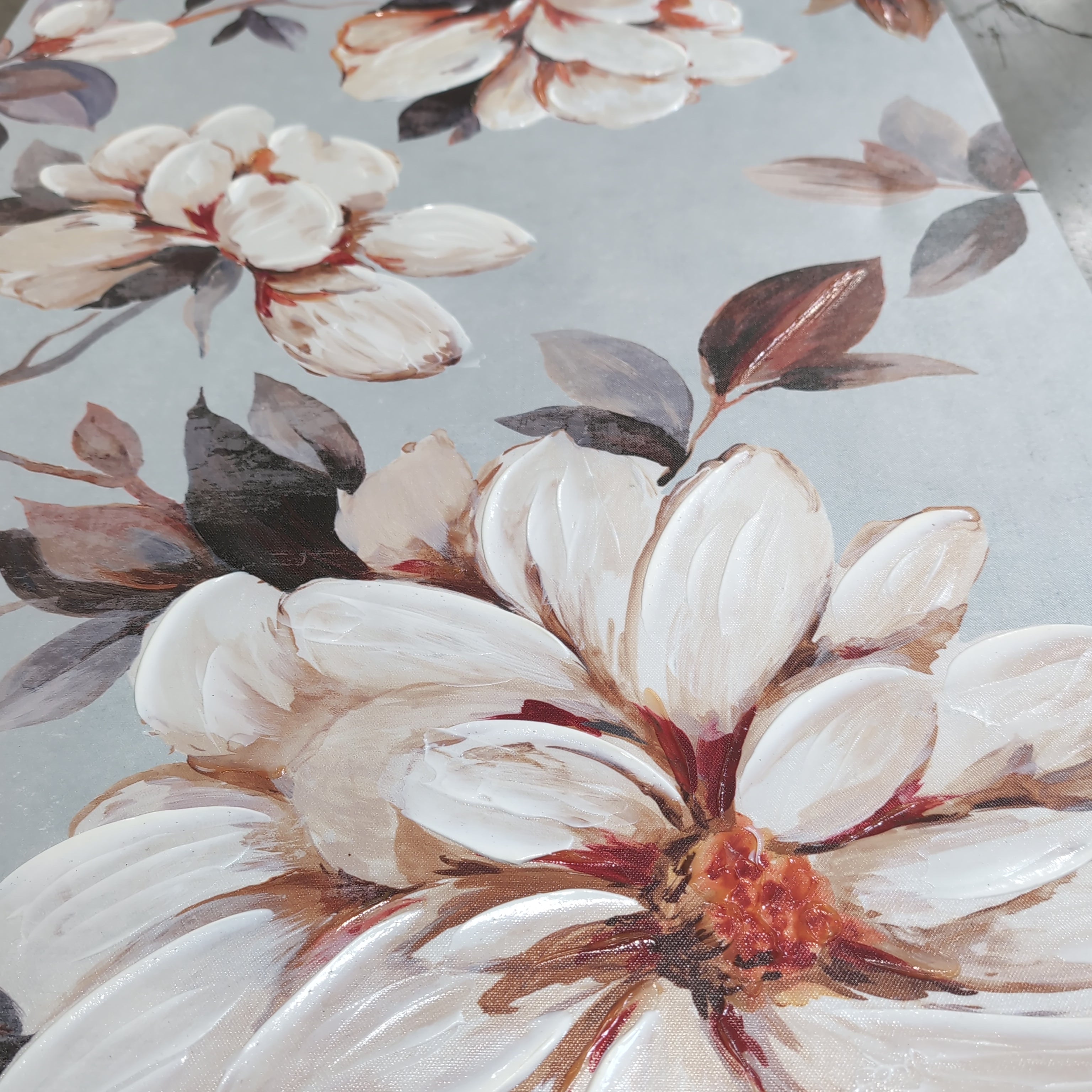 Light Blue Floral Canvas Wall Art