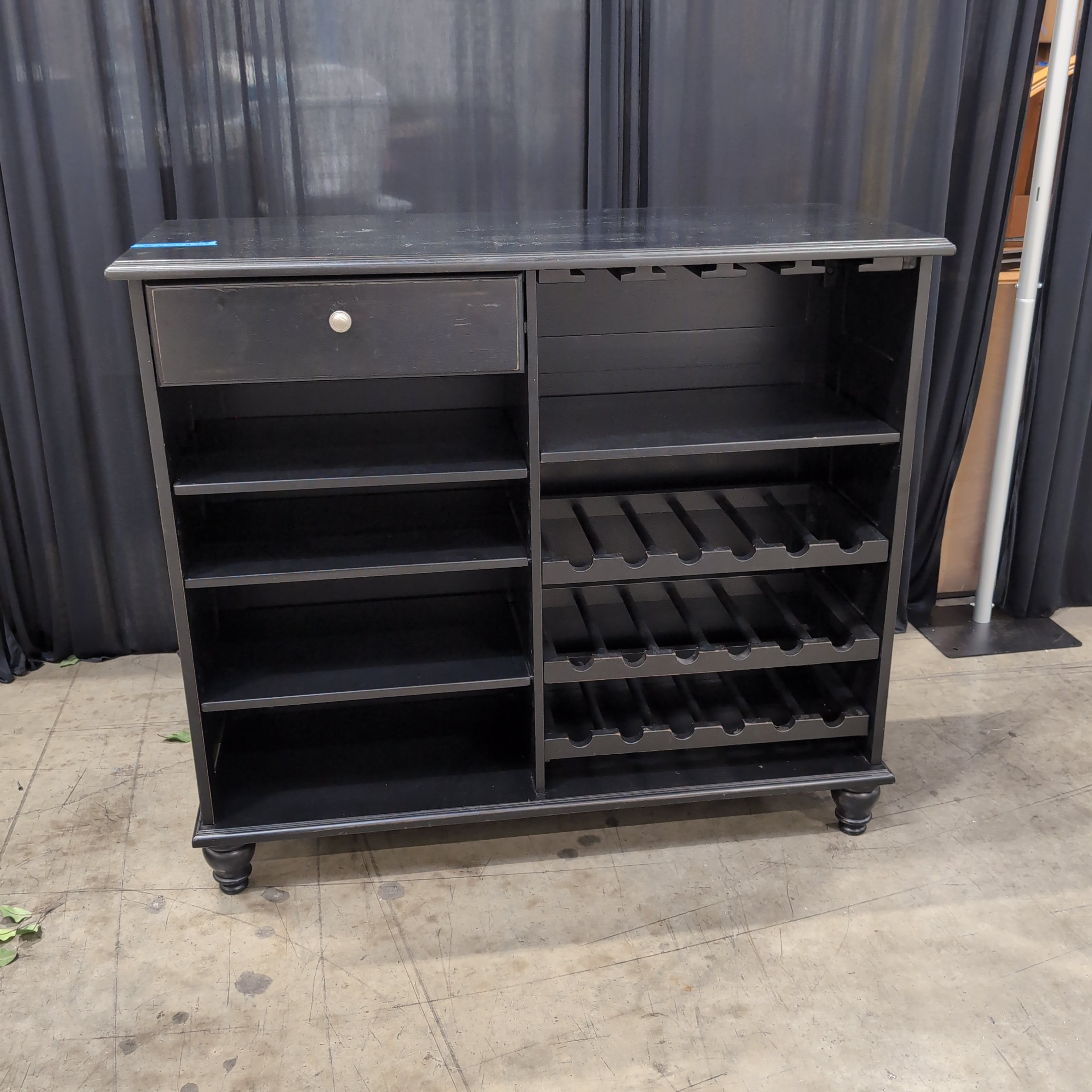 Black Wood Bar Cabinet with Wine Storage