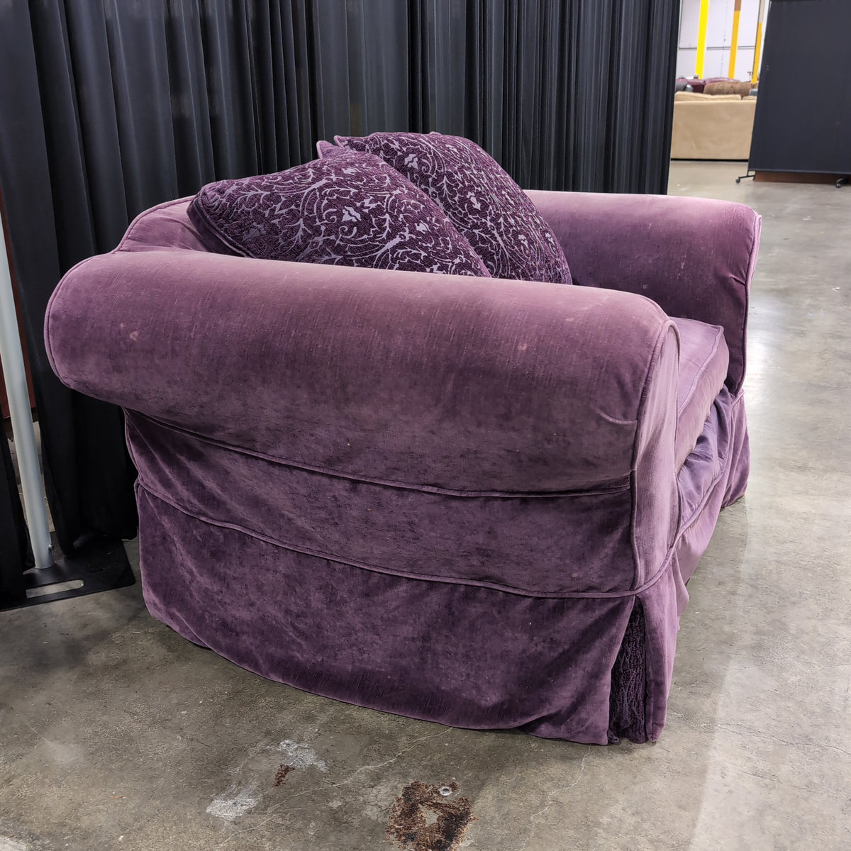 Plush Mauve Rolled Arm Armchair in Velvet