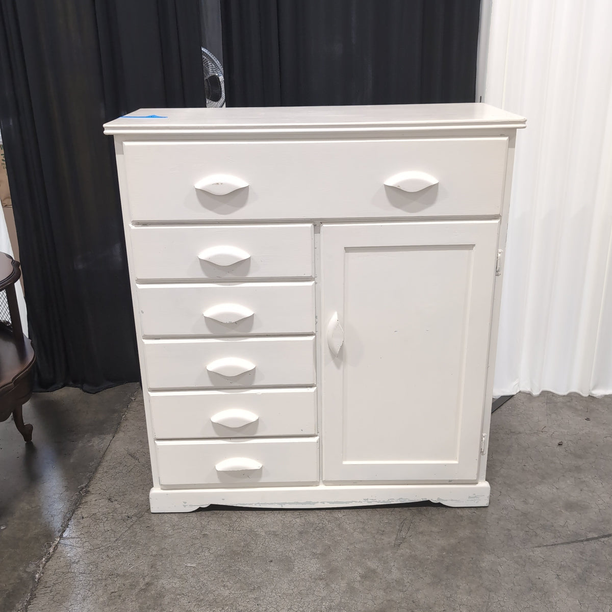 White Painted Wood Dresser with Cabinet Storage