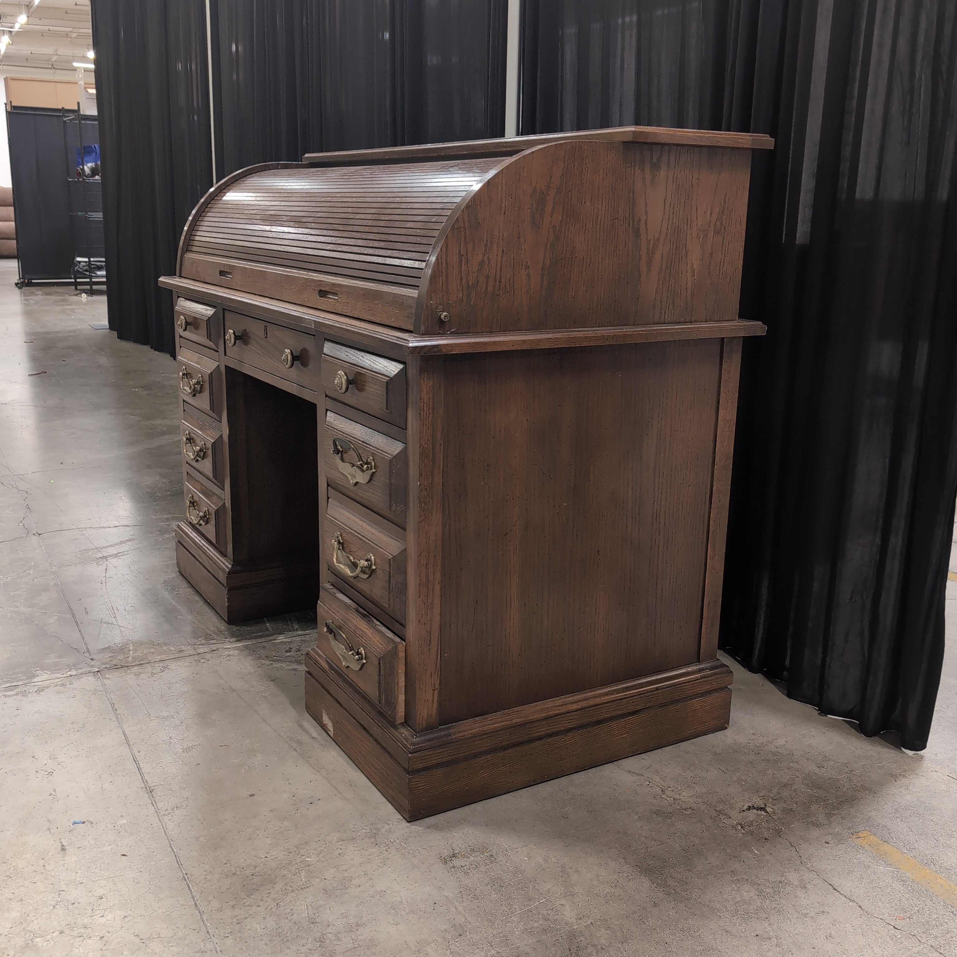 Jasper Cabinet Traditional Roll-Top Wood Desk with Cubbies