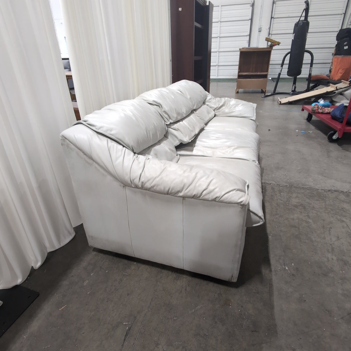Emerson Leather Plush White Padded Leather Couch