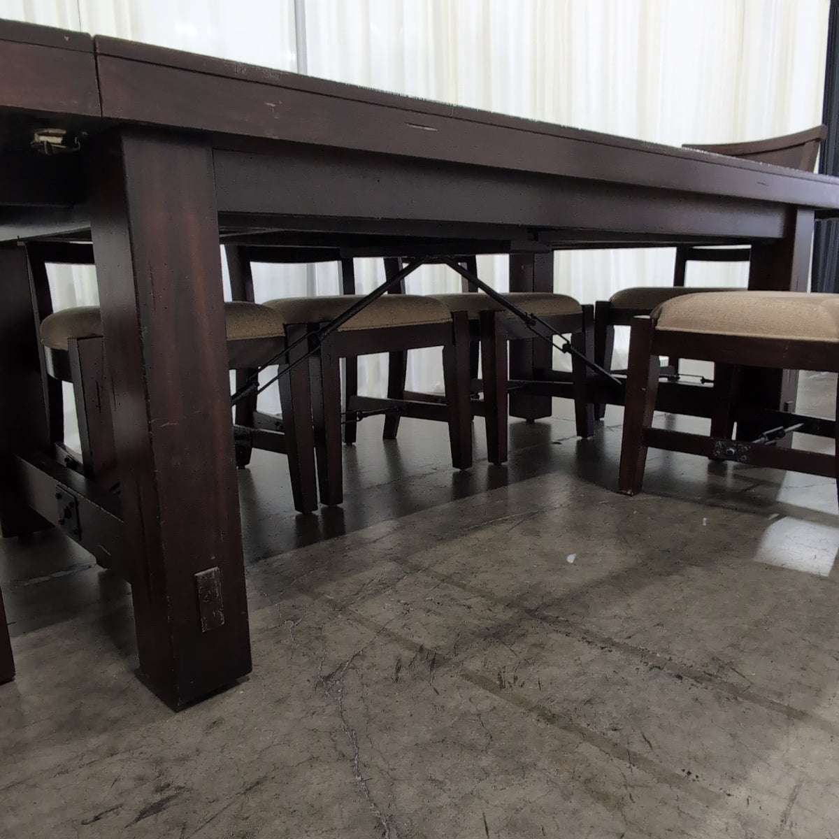 Dark Wood Plank Top Dining Table