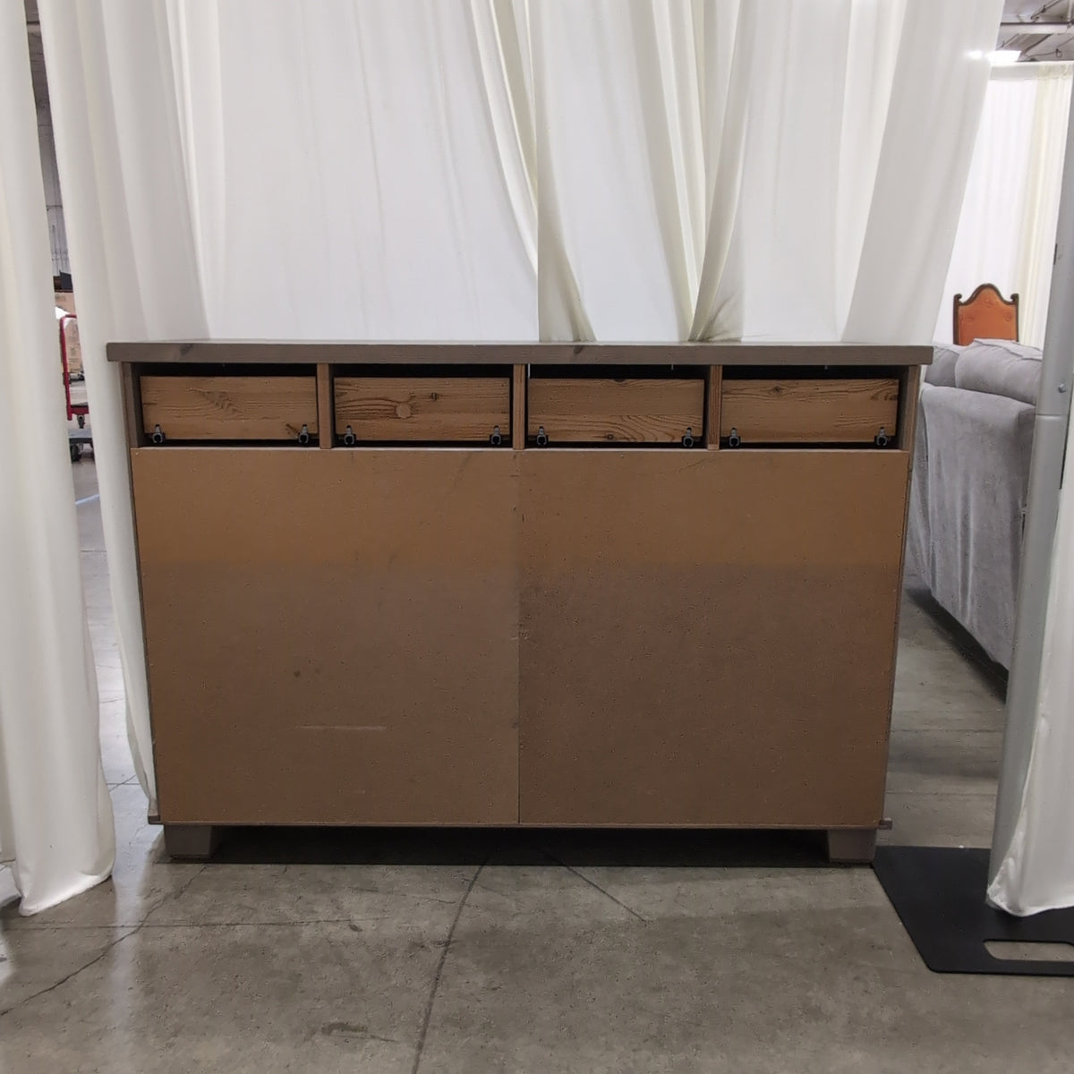 Brown Wood Three-Drawer Two-Door Buffet