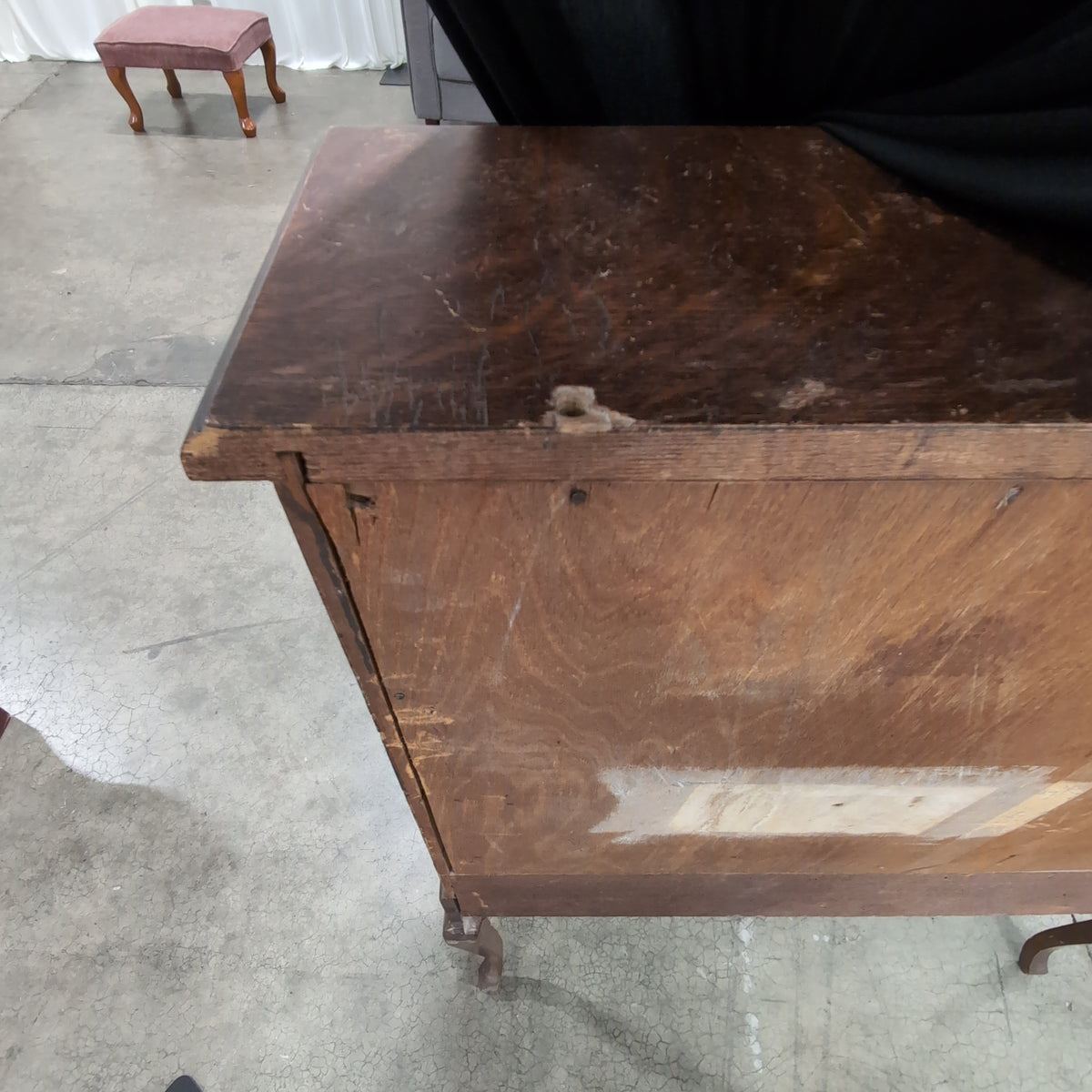 Antique Dark Wood Secretary Desk with Drop Front