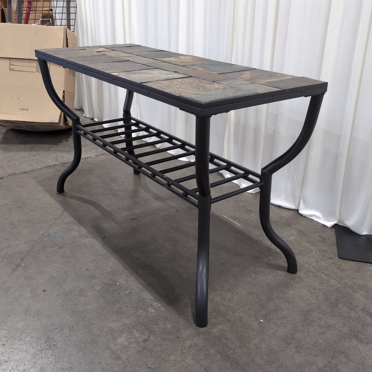 Rectangular Slate Tile Top Coffee Table in Metal