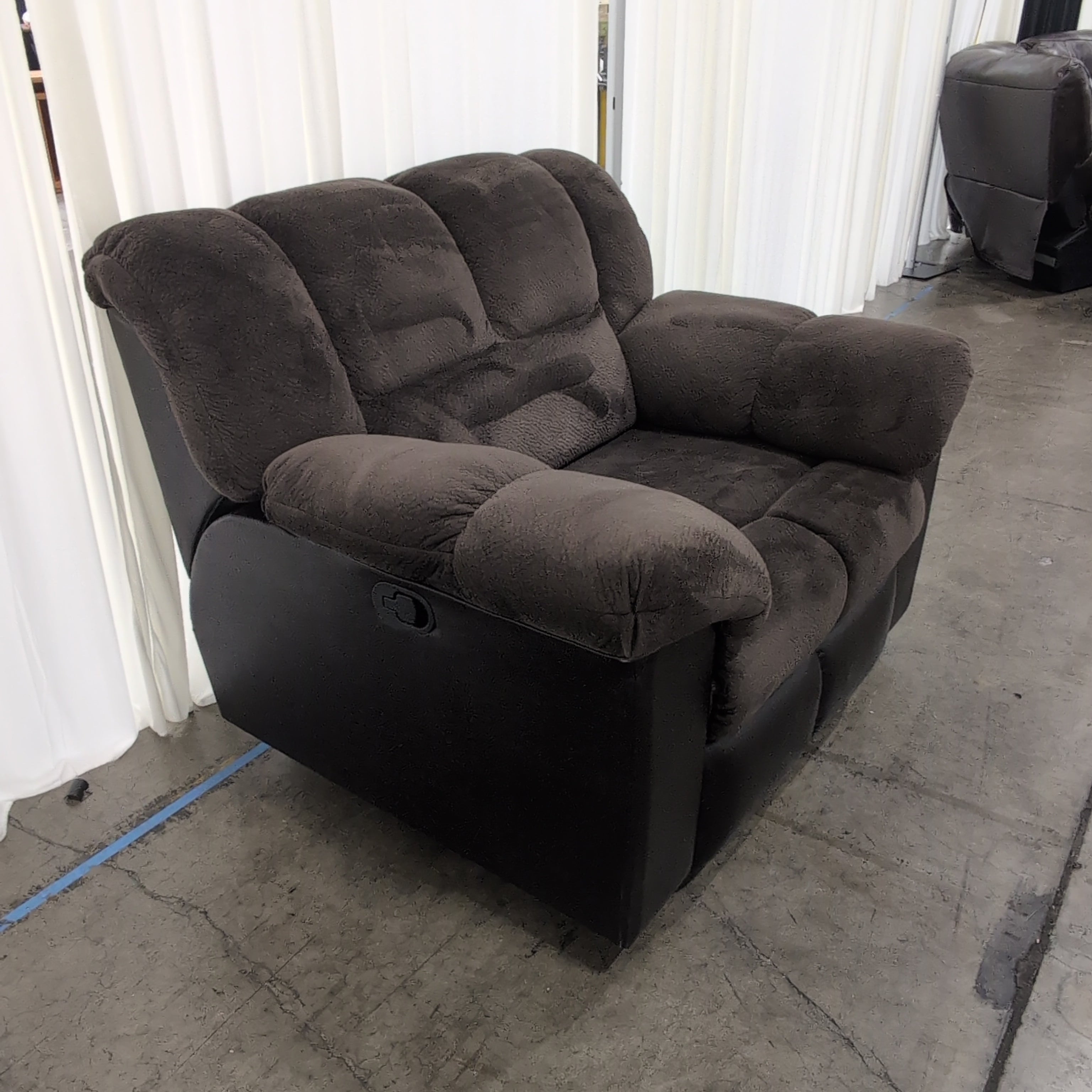 Charcoal Fabric Recliner with Faux Leather Accents