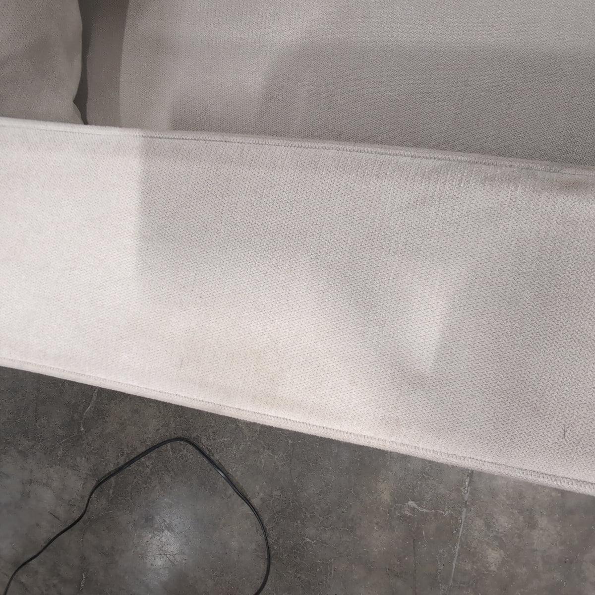 Light Beige Upholstered Loveseat with Track Arms