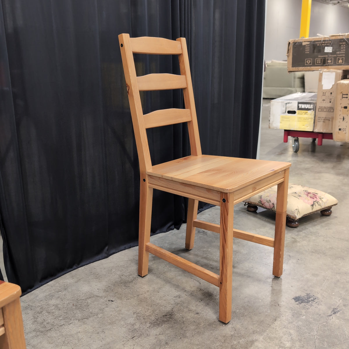 Light Wood Ladder Back Dining Chair with Upholstered Seat