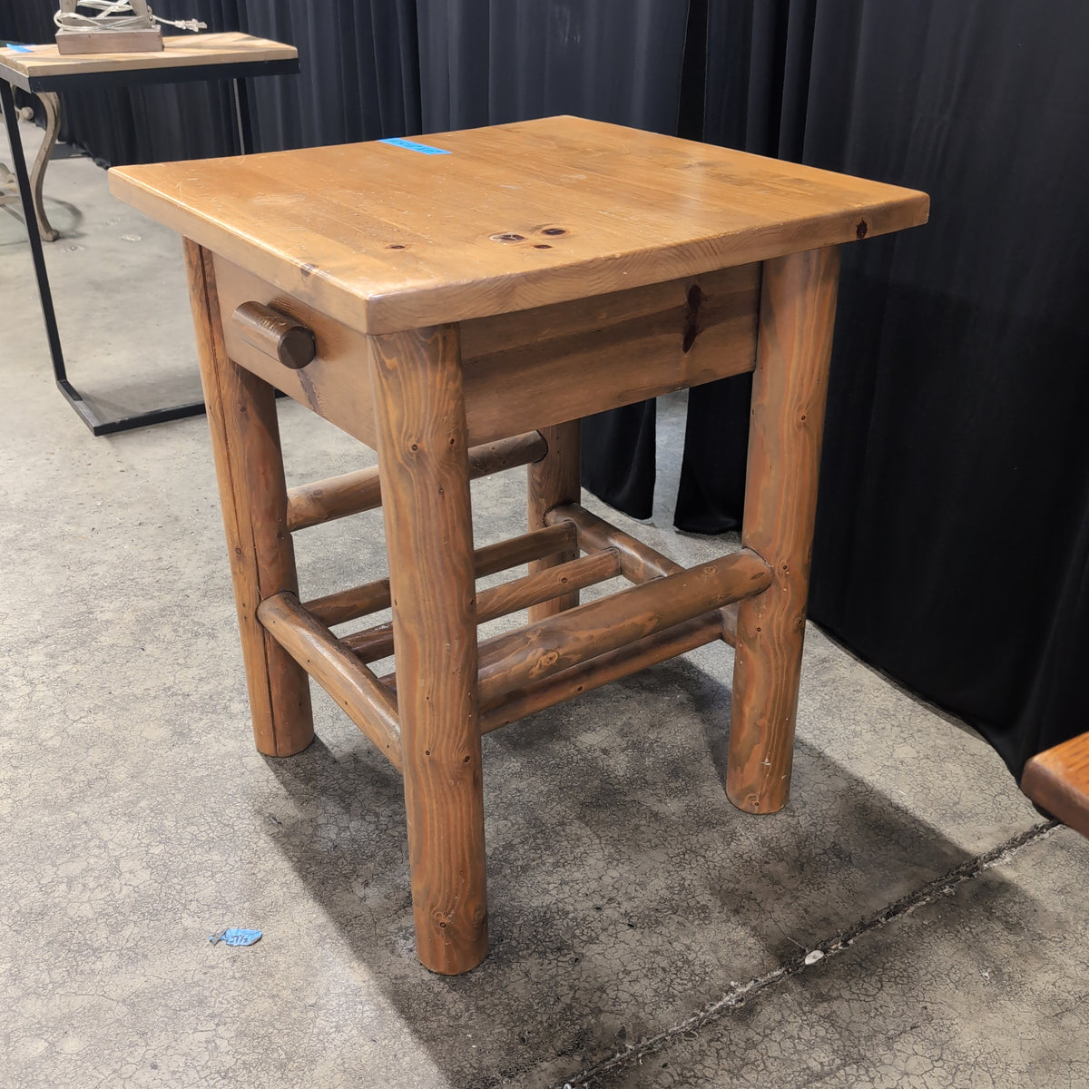 Rustic Honey Wood End Table with Chunky Legs