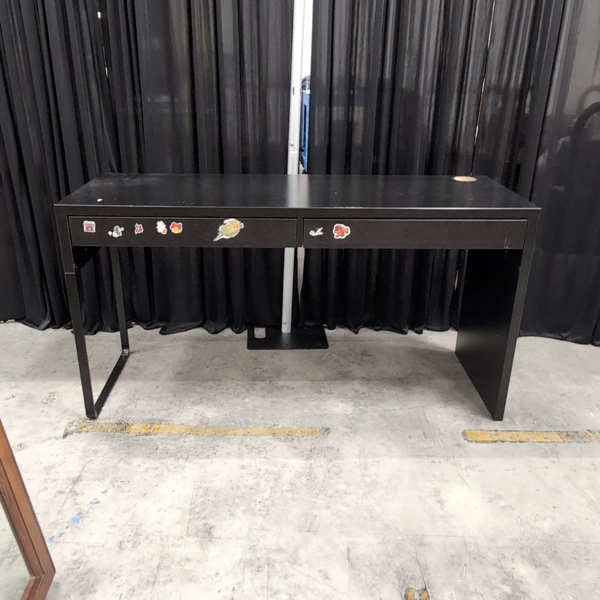 Black Laminate Desk with Two Drawers