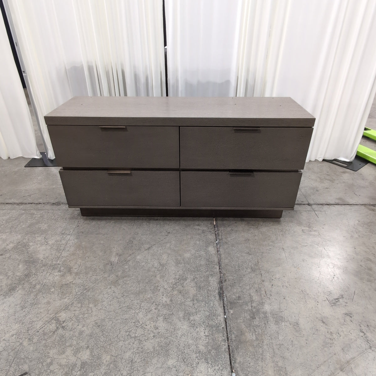 Lacouer Craft Hospitality - Minimalist Grey Wood TV Stand with Recessed Handles