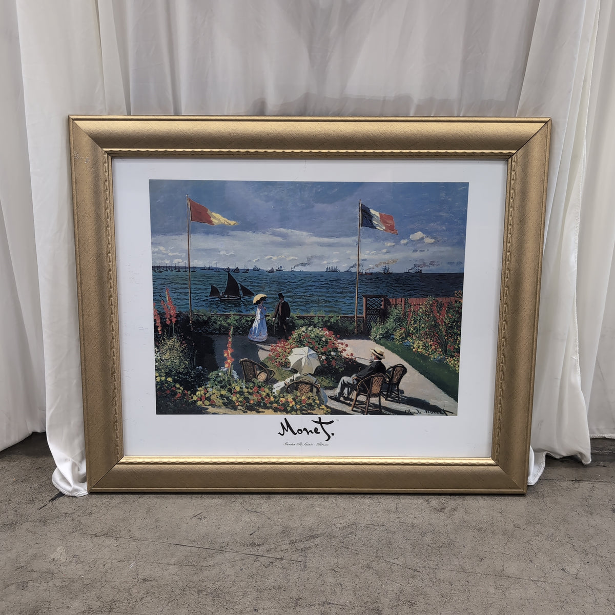 Monet Impressionist Seascape Framed Print with Gold Frame