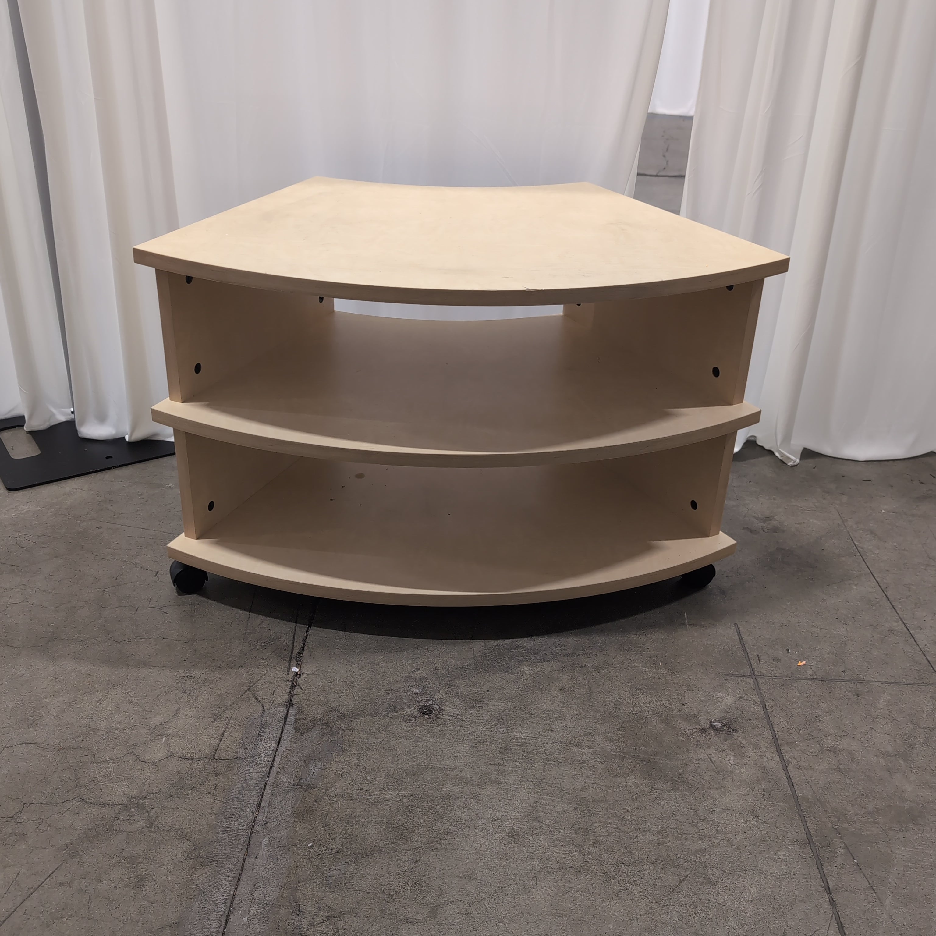 Three-Tier Curved Light Wood Bookcase