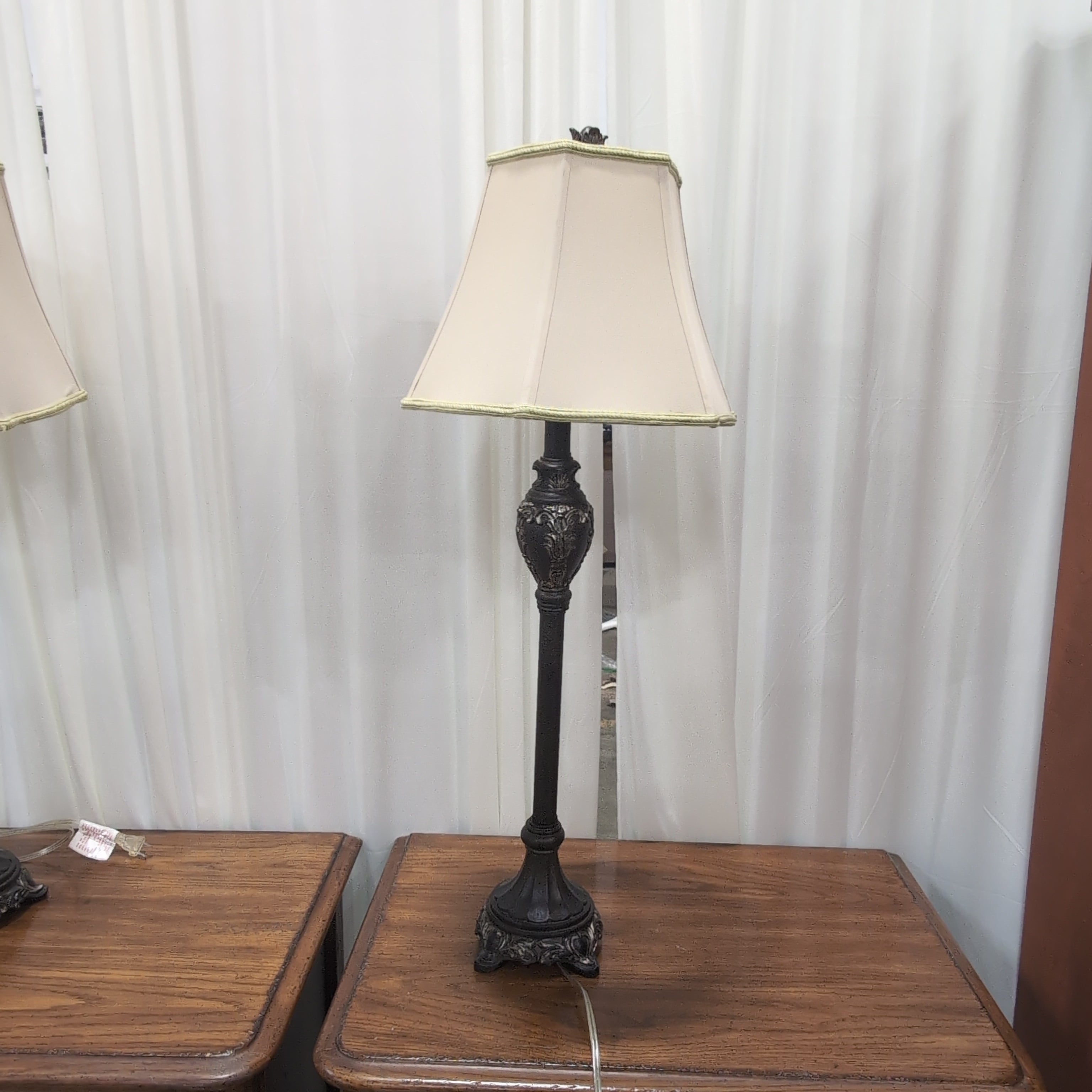 Ornate Dark Metal Traditional Table Lamp with Bell Shade