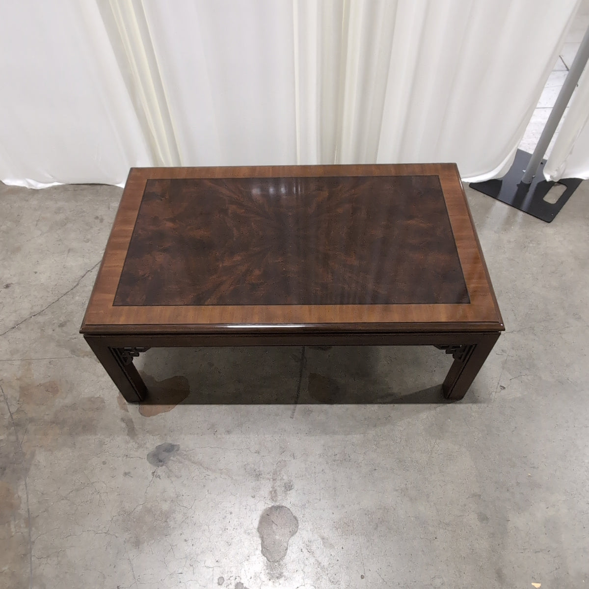 Dark Wood Asian Inspired Coffee Table with Lattice Details