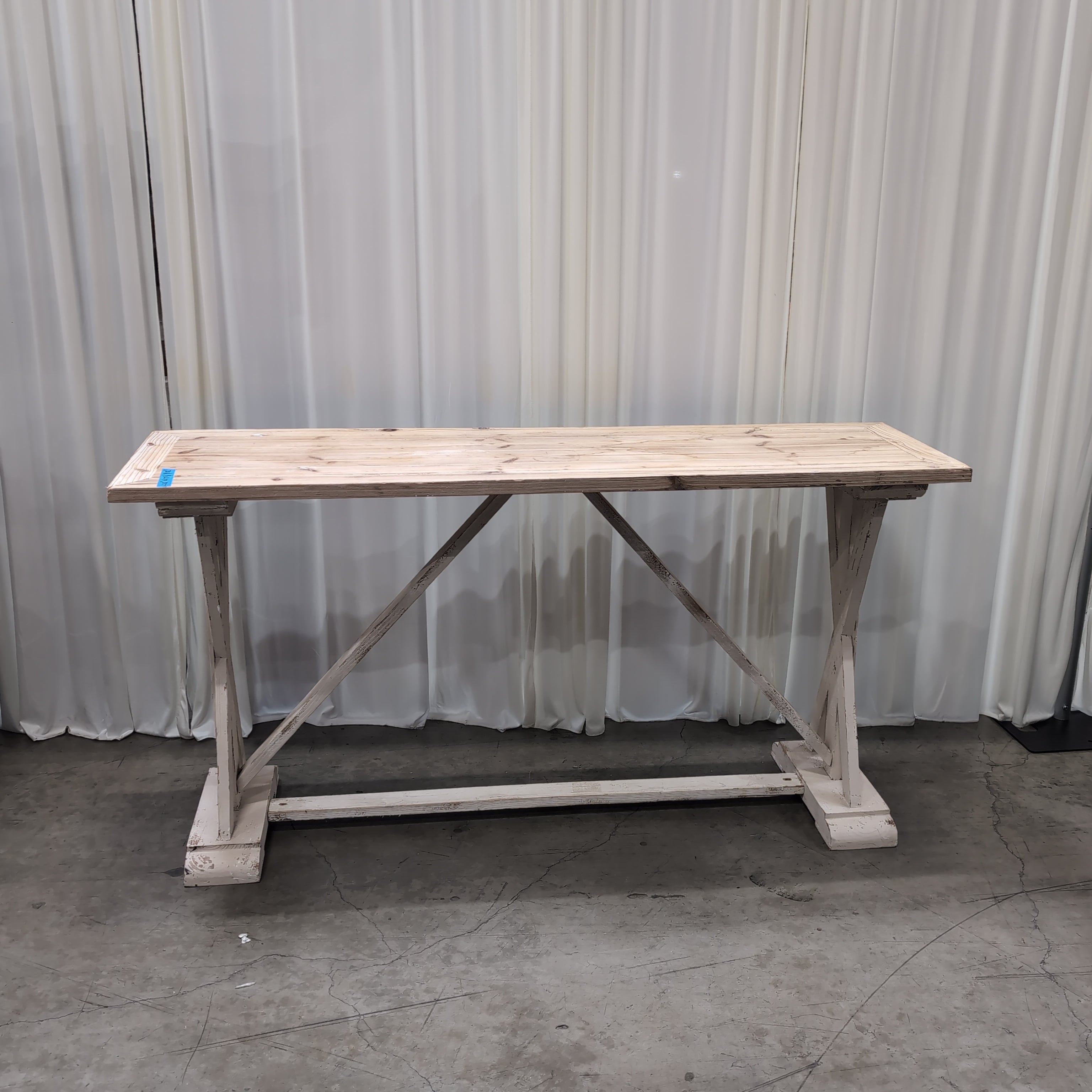Rustic Natural Wood Console Table with Distressed Base