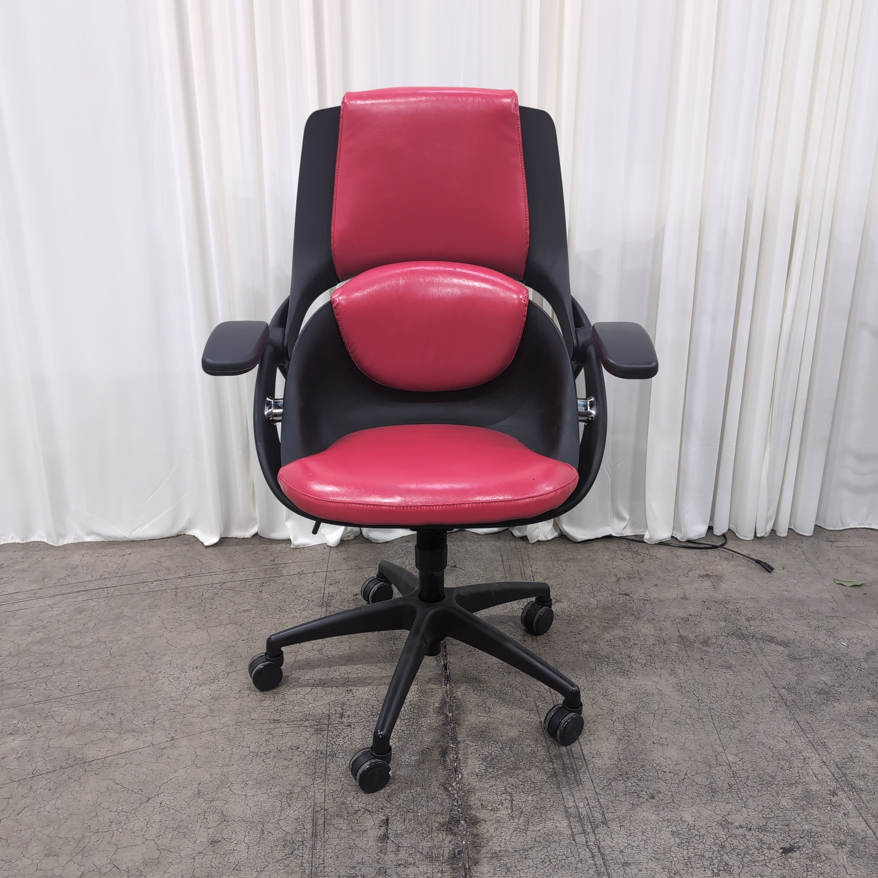 Red and Black Faux Leather Office Chair
