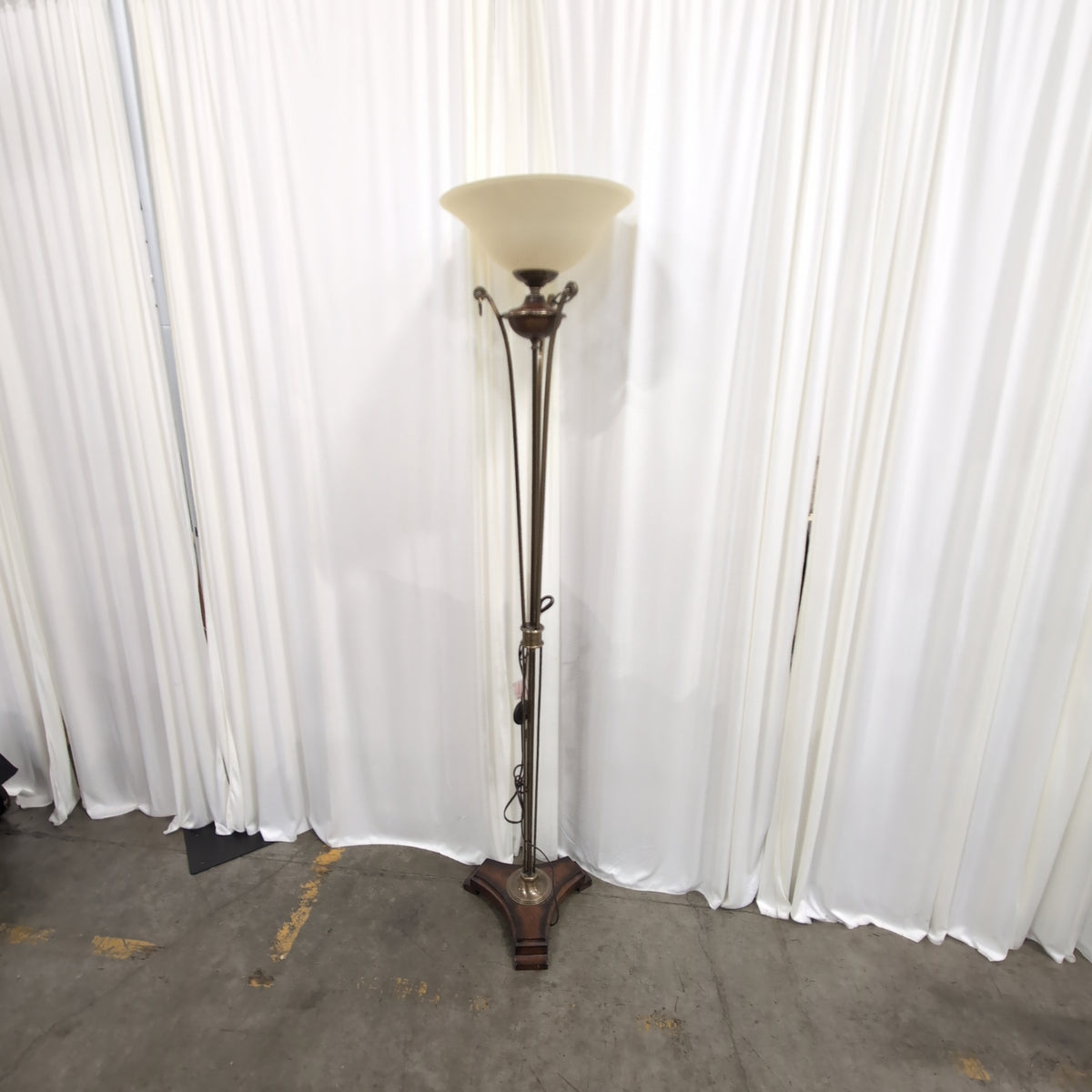 Traditional Bronze Tone Floor Lamp with Frosted Glass Shade