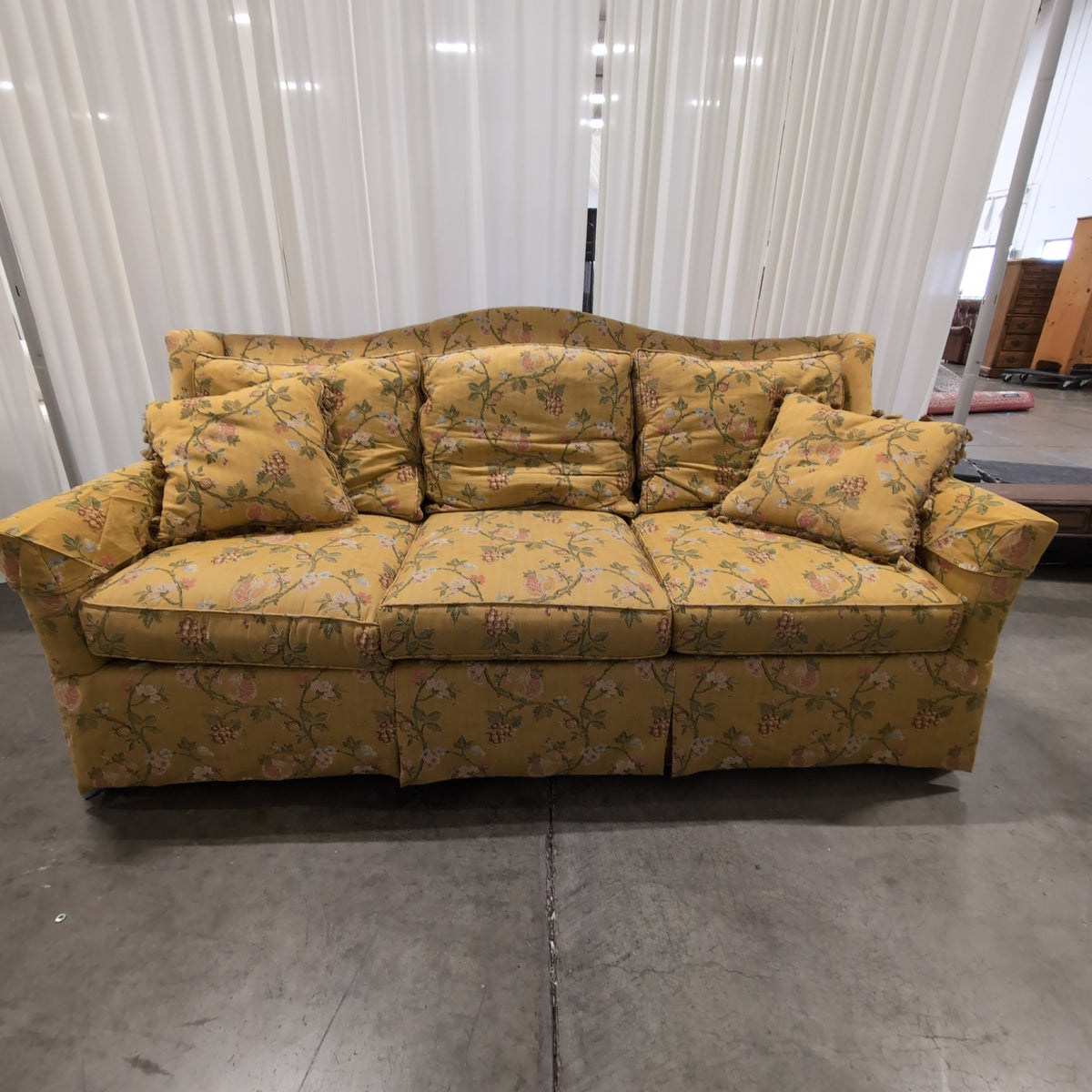 Vintage Style Yellow Floral Print Couch
