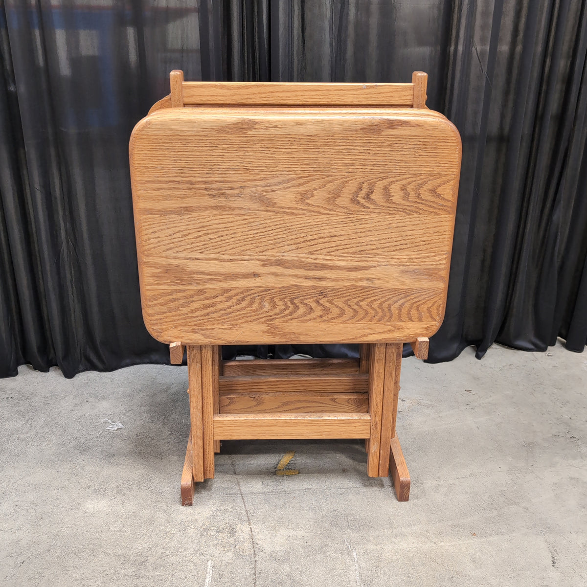 Natural Wood Folding TV Tray Set with Stand