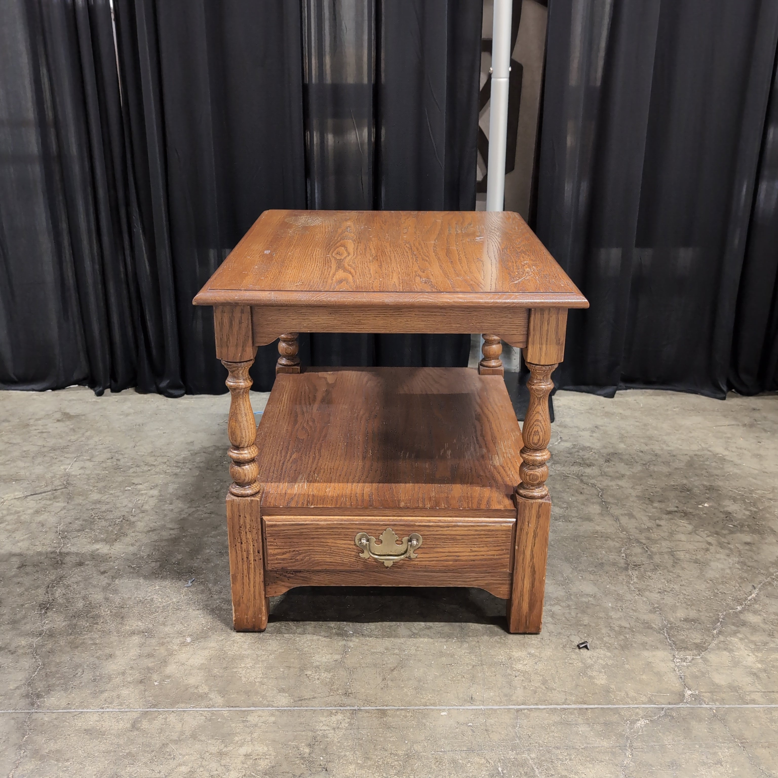 Traditional Brown Wood End Table with Drawer