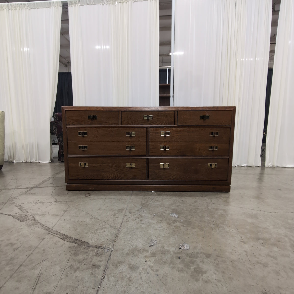 Traditional Brown Wood Dresser with Mirror