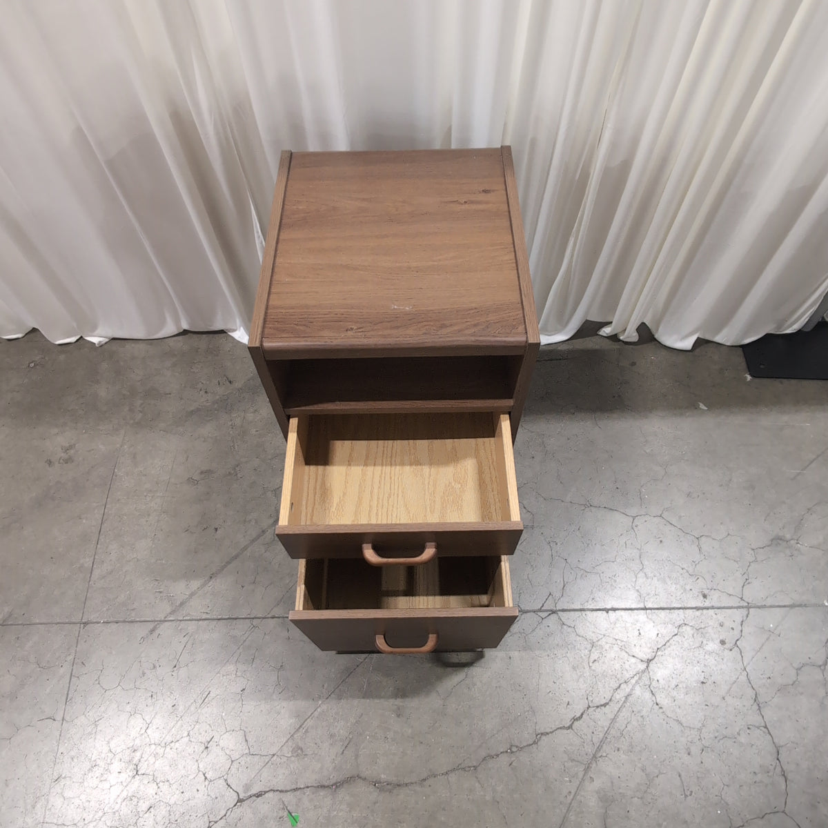 Functional Brown Wood Nightstand with Two Drawers