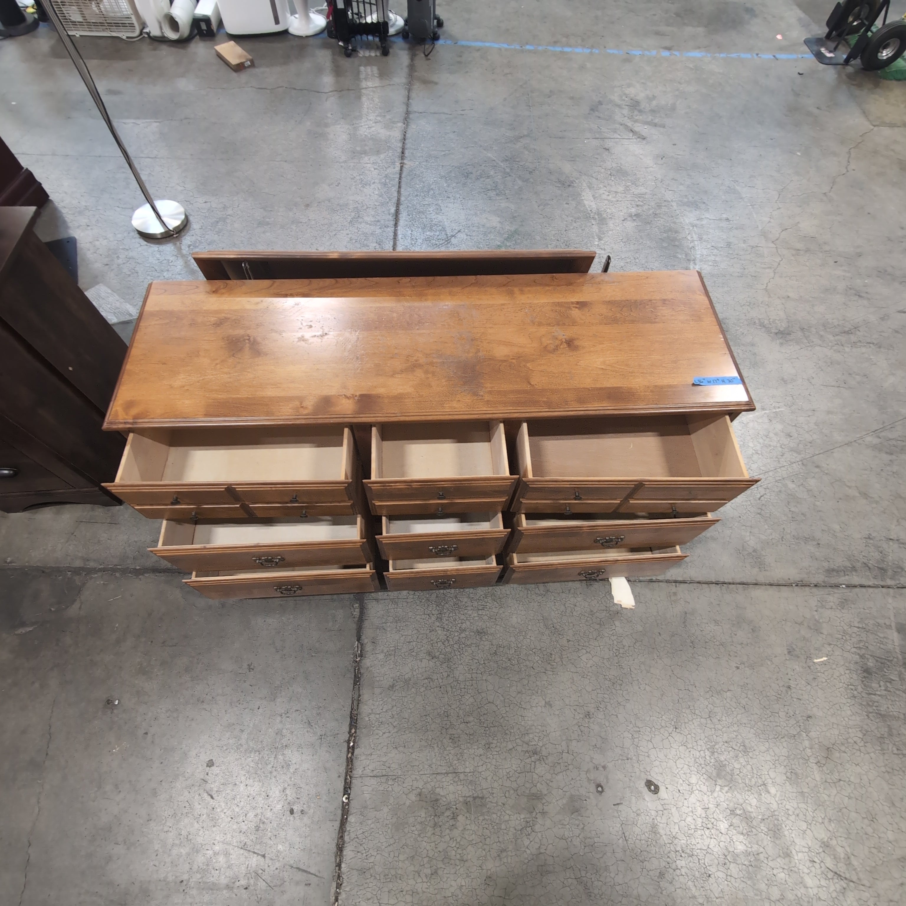 Medium Brown Nine-Drawer Wood Dresser