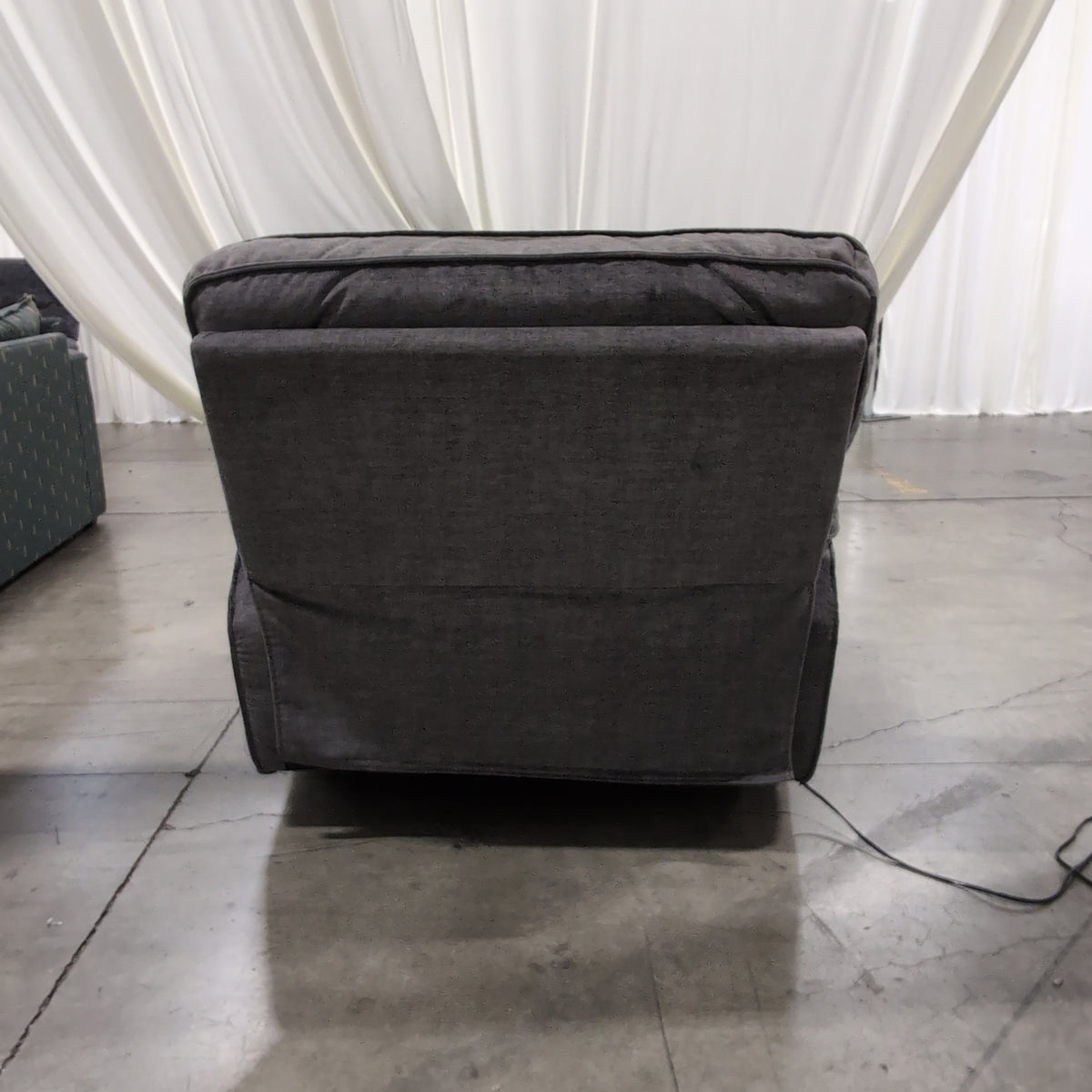 Gray Fabric Overstuffed Recliner with Padded Arms