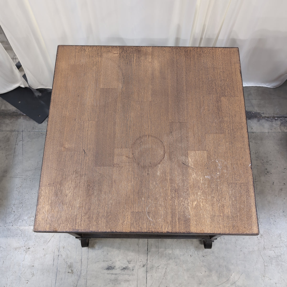 Industrial Brown Wood Rolling Kitchen Cart