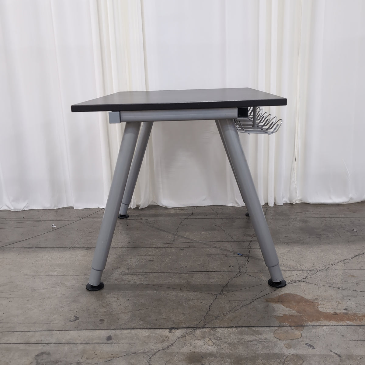 IKEA Minimalist Dark Top Desk with Metal Legs