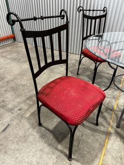 Five Piece Patio Dining Set: Round Glass Top Table and Four Chairs