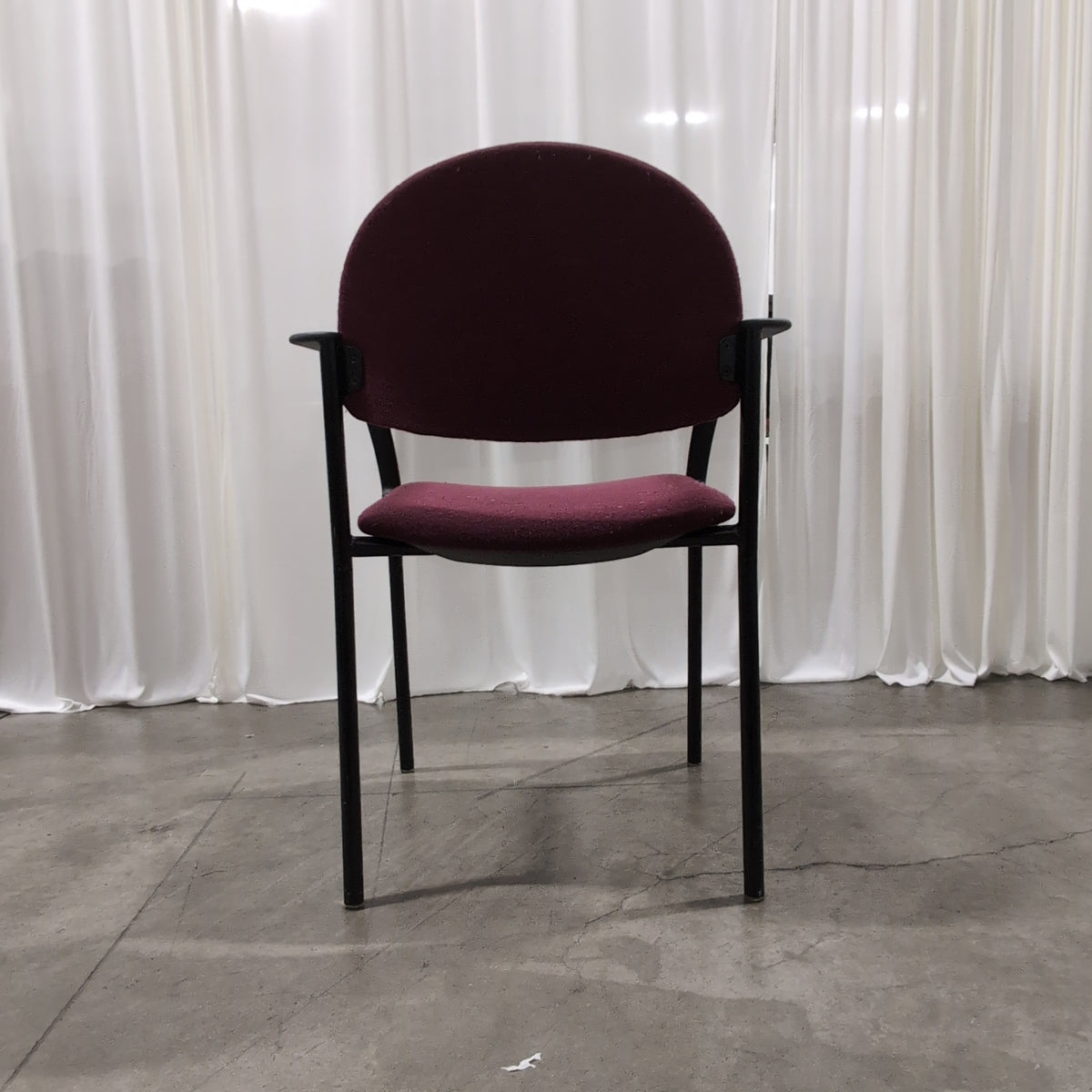 Dark Grey Metal Frame Office Chair in Burgundy Fabric