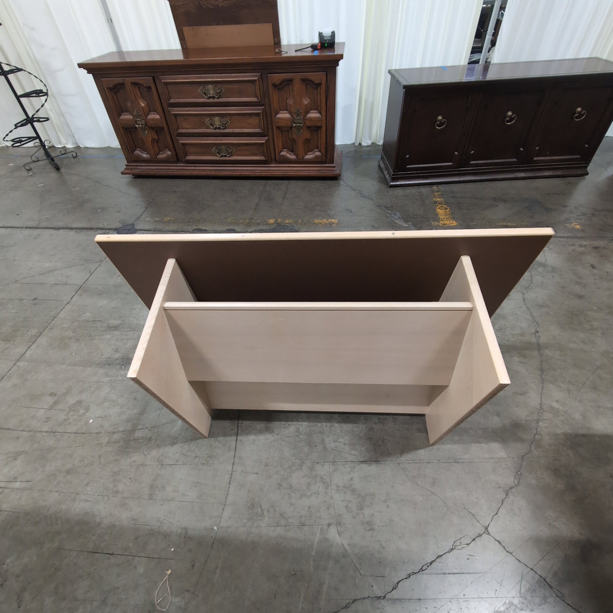 Light Wood Rectangular Coffee Table with Tile Inlay