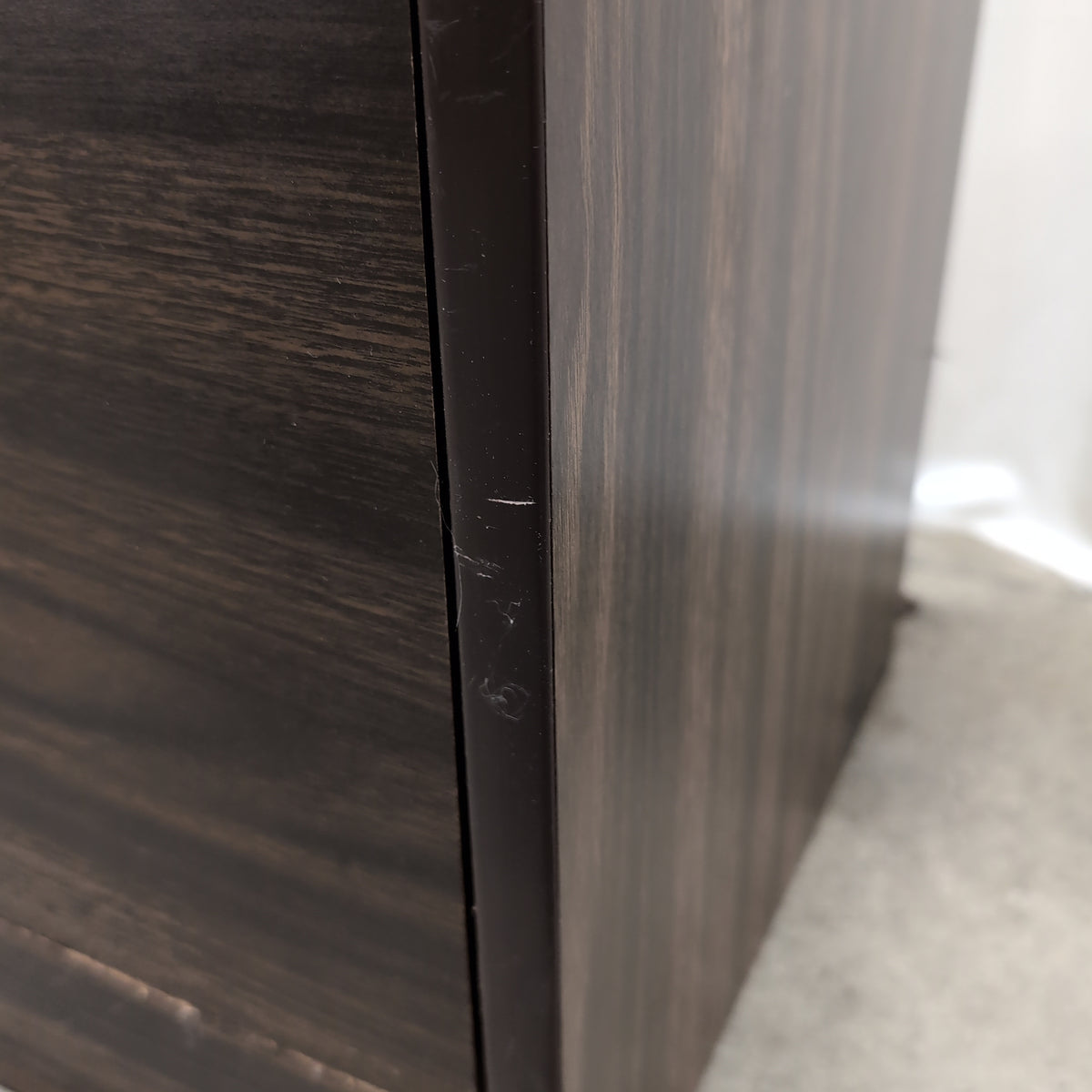 Dark Brown Wood Three-Drawer Nightstand