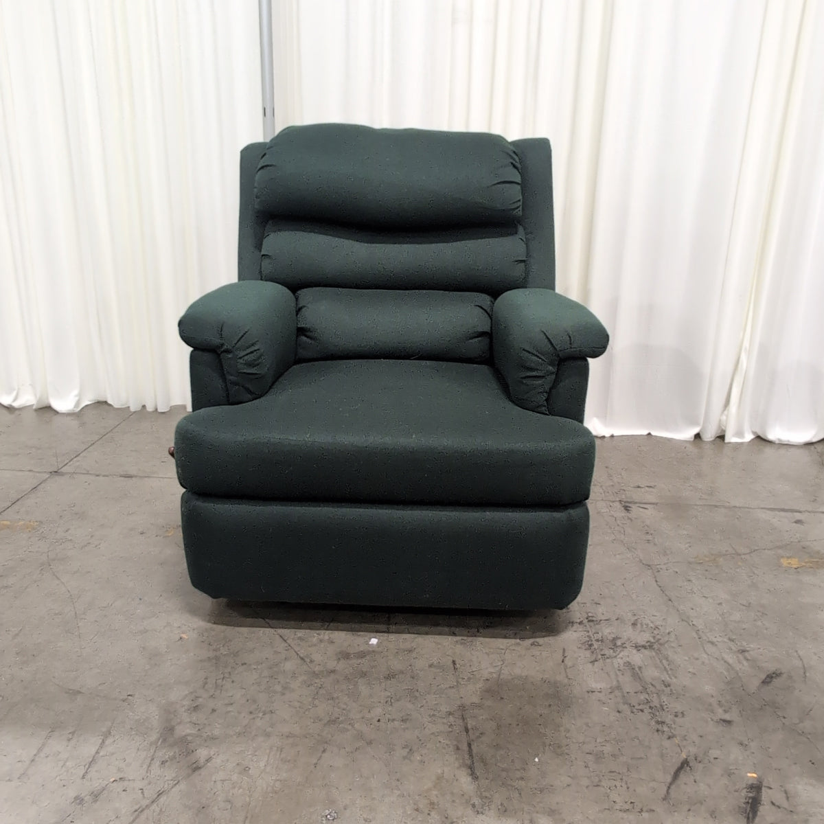 Dark Green Fabric Recliner with Padded Arms