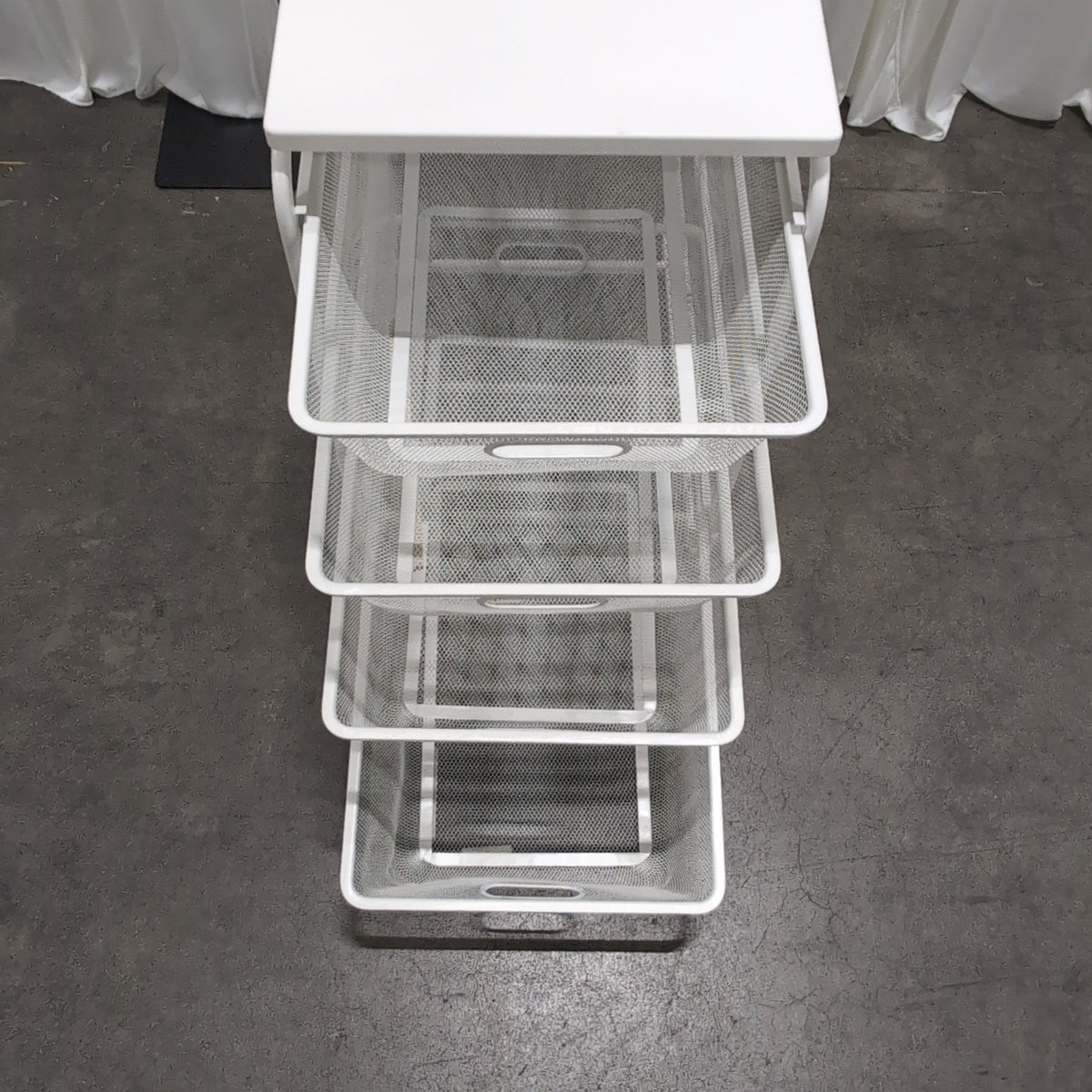 White Metal Five-Drawer Storage Cart