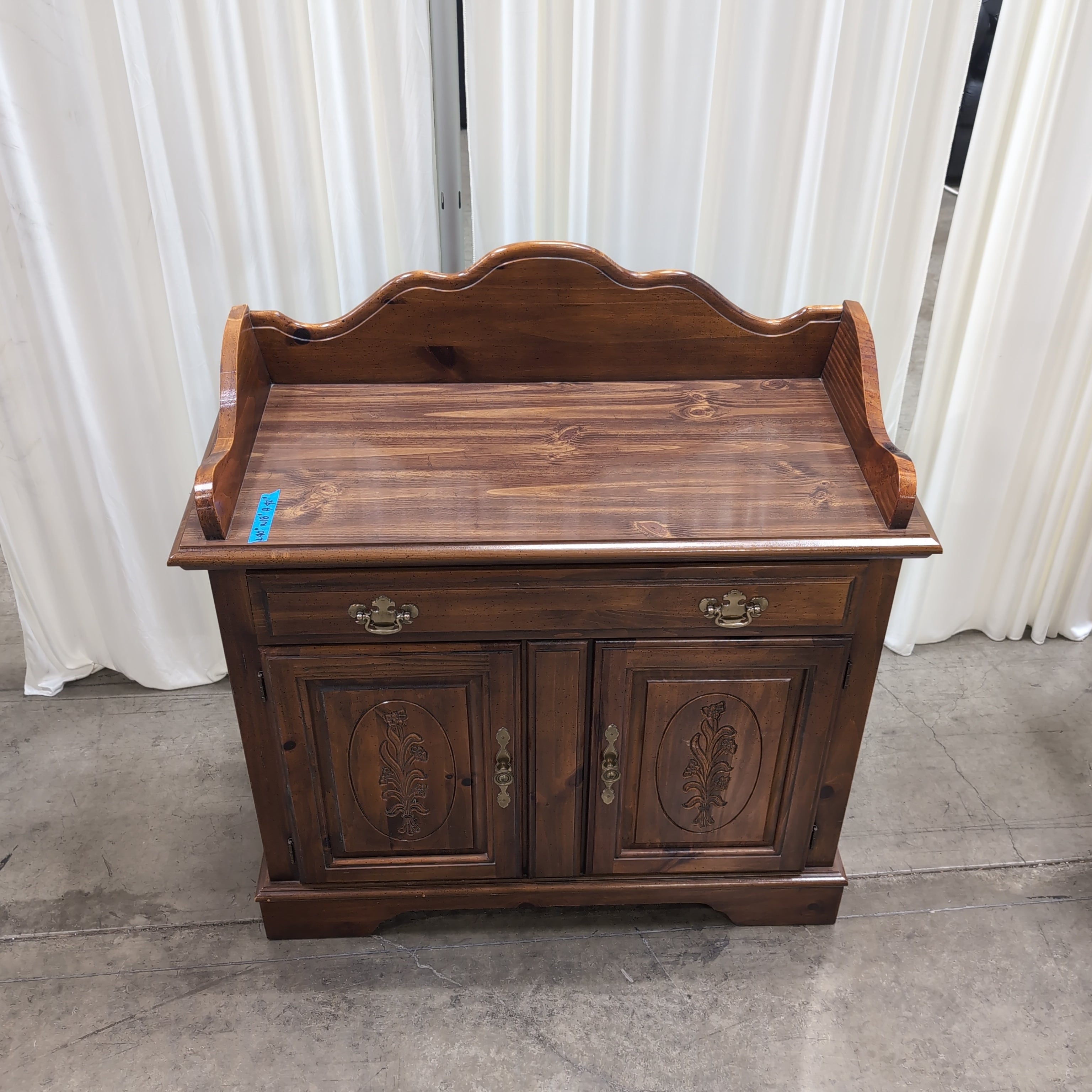 Traditional Brown Wood Buffet with Carved Doors