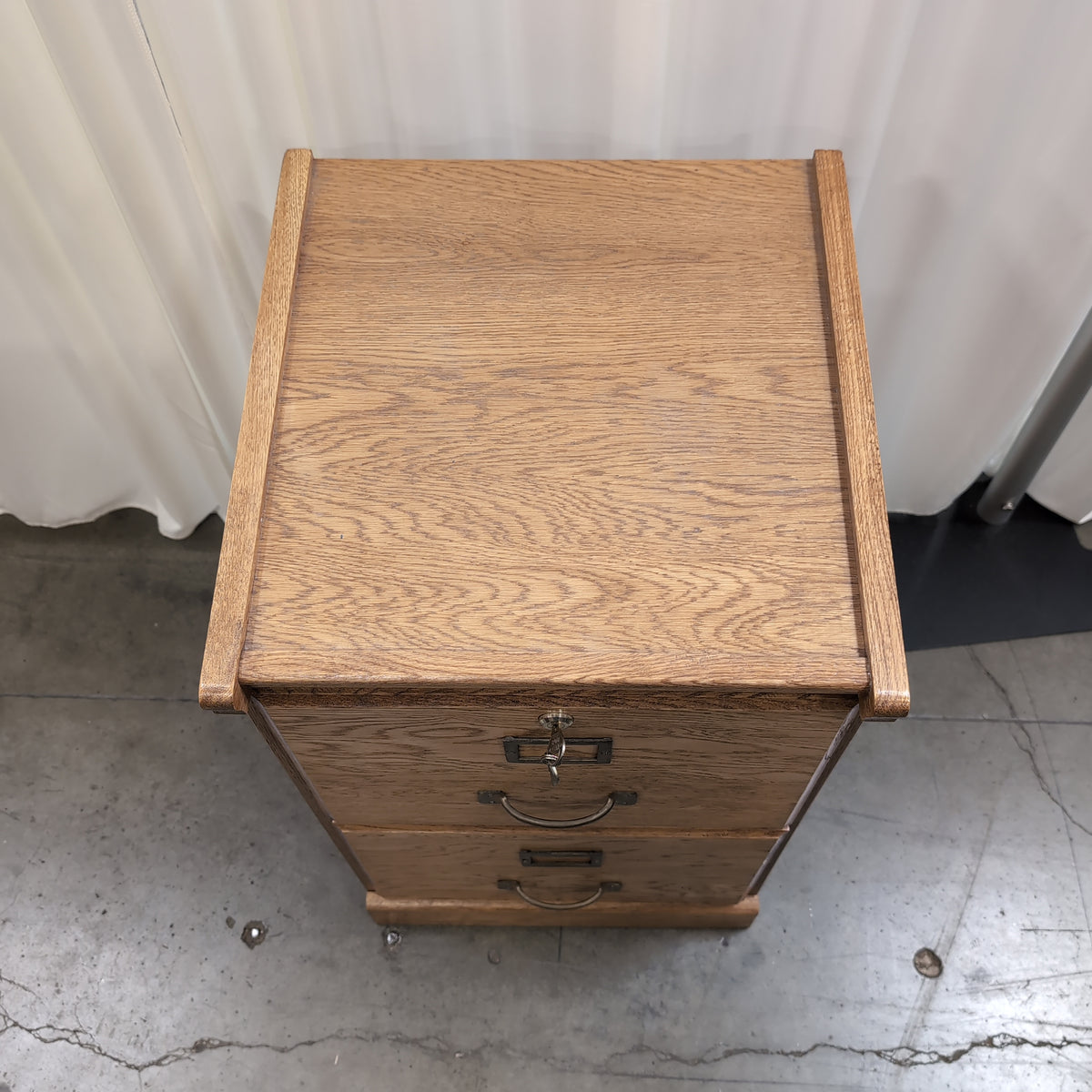 Oak Grain Two-Drawer Filing Cabinet with Label Holders