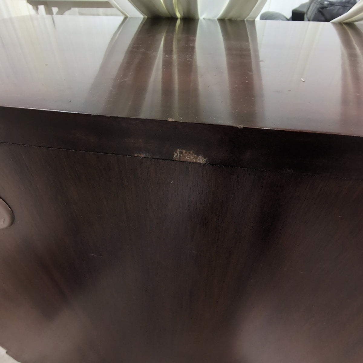 Traditional Dark Wood Executive Desk with Brass Hardware
