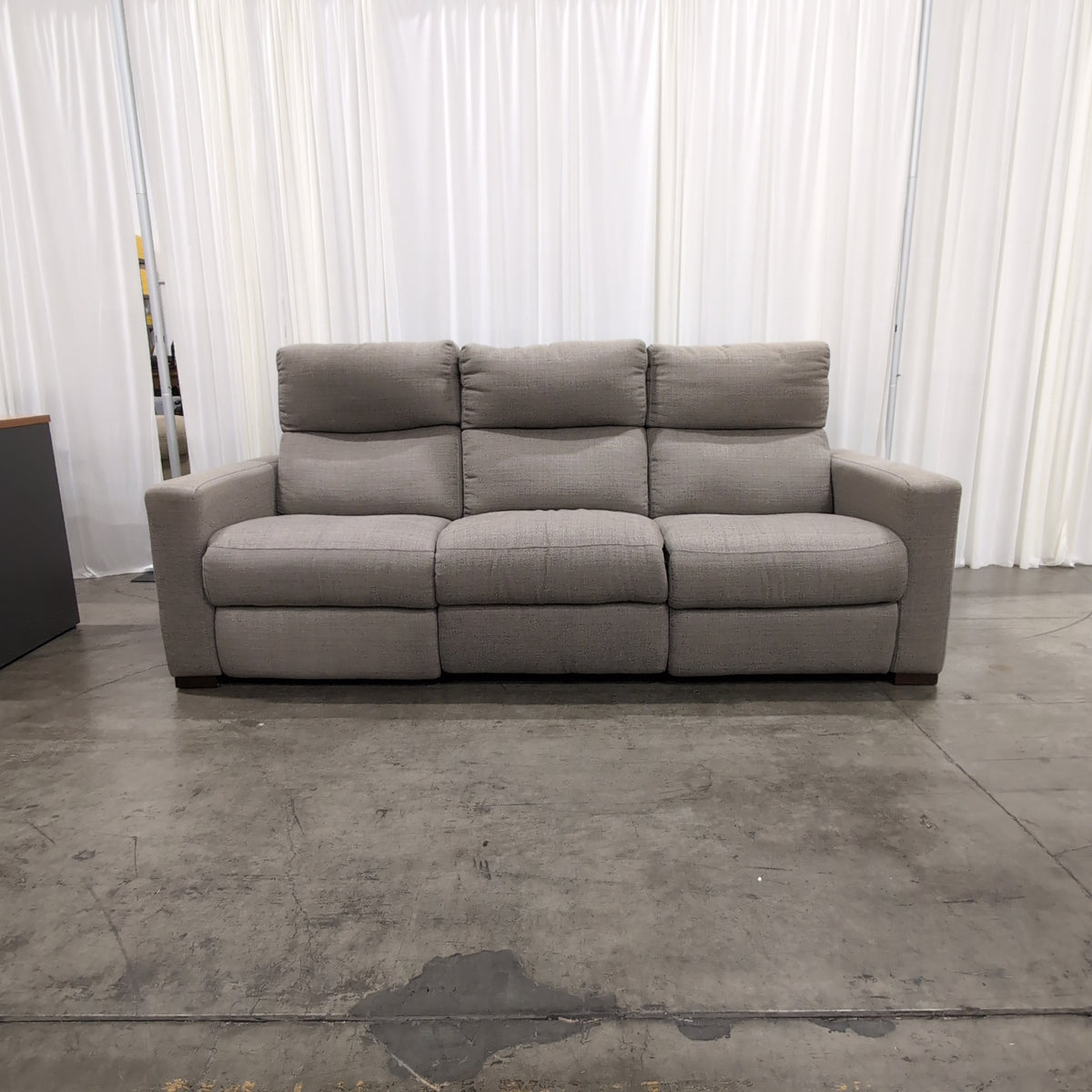 Light Gray Fabric Three-Seat Couch with Reclining Seats