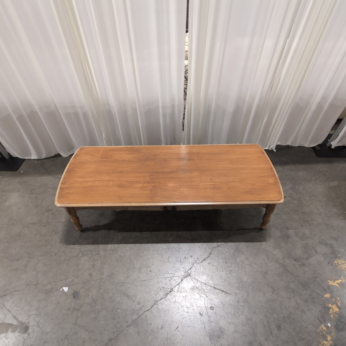 French Provincial Style Wood Coffee Table with Ornate Pulls