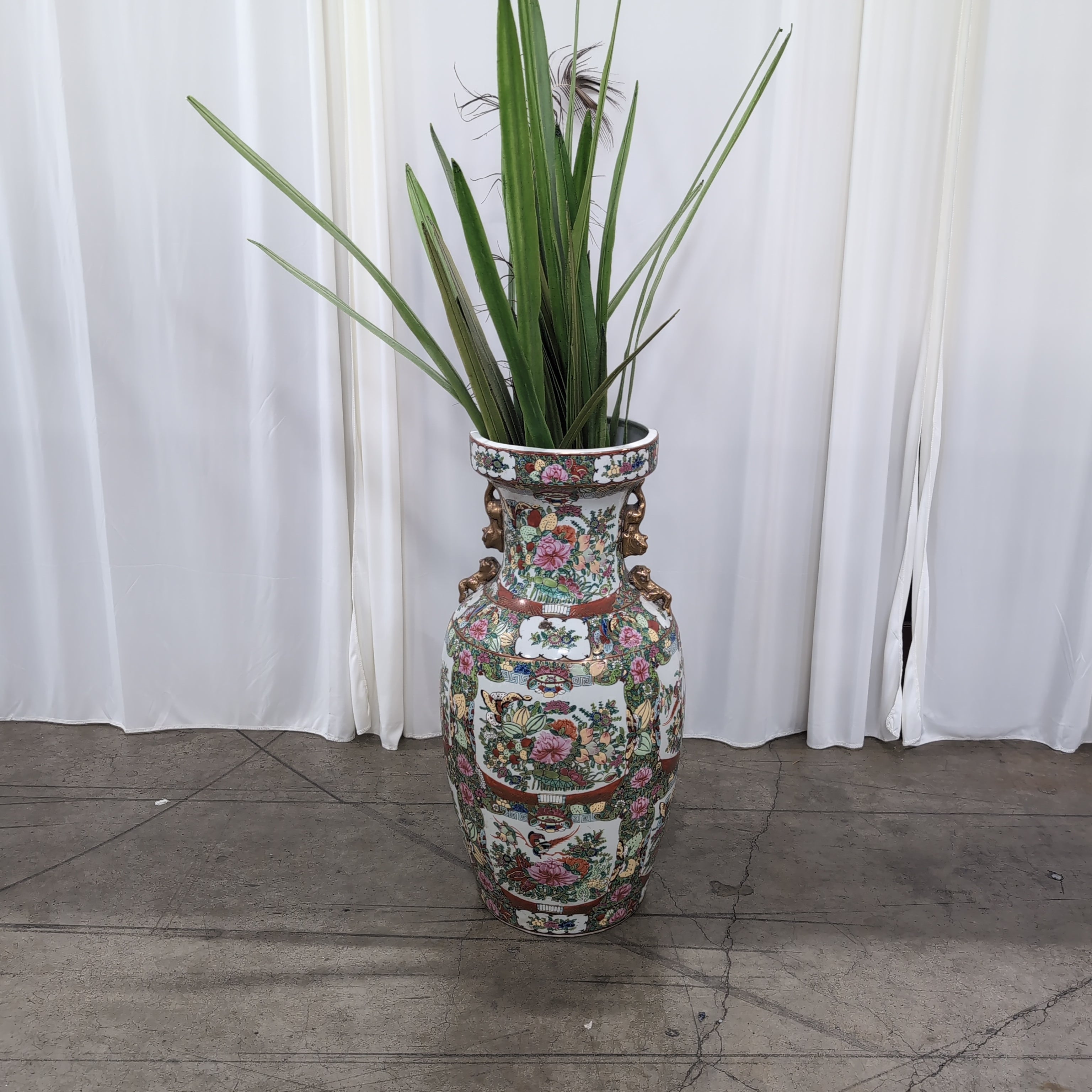 Colorful Chinese Porcelain Vase with Ornate Handles