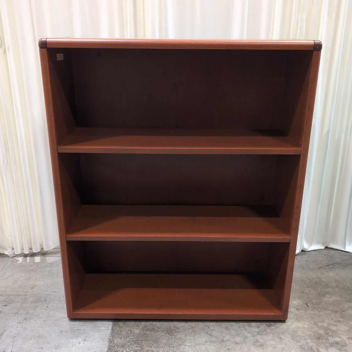Simple Three-Shelf Bookcase in Cherry Finish Wood